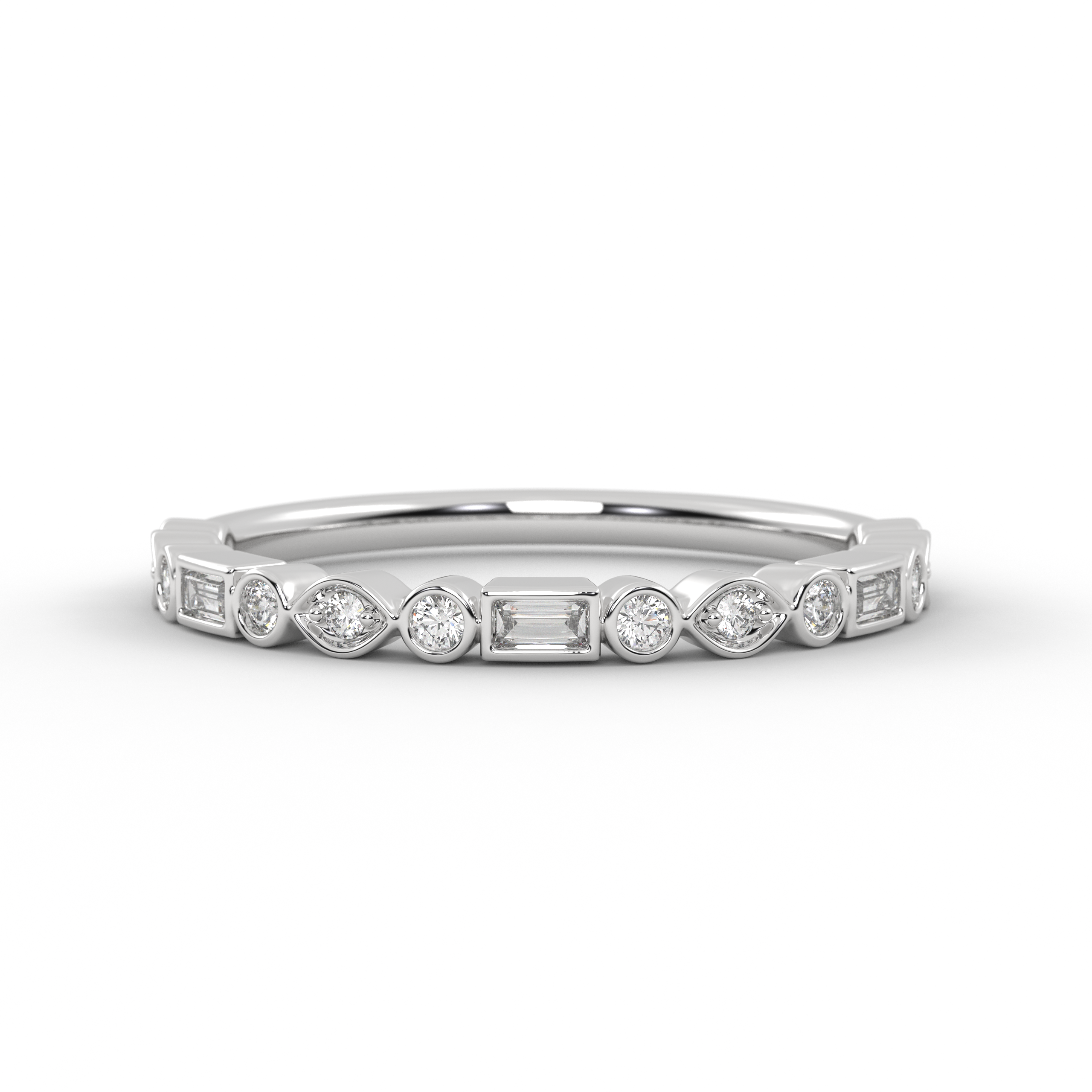 Mix Shape Half Eternity Lab Grown Diamond 14K Gold Wedding Band