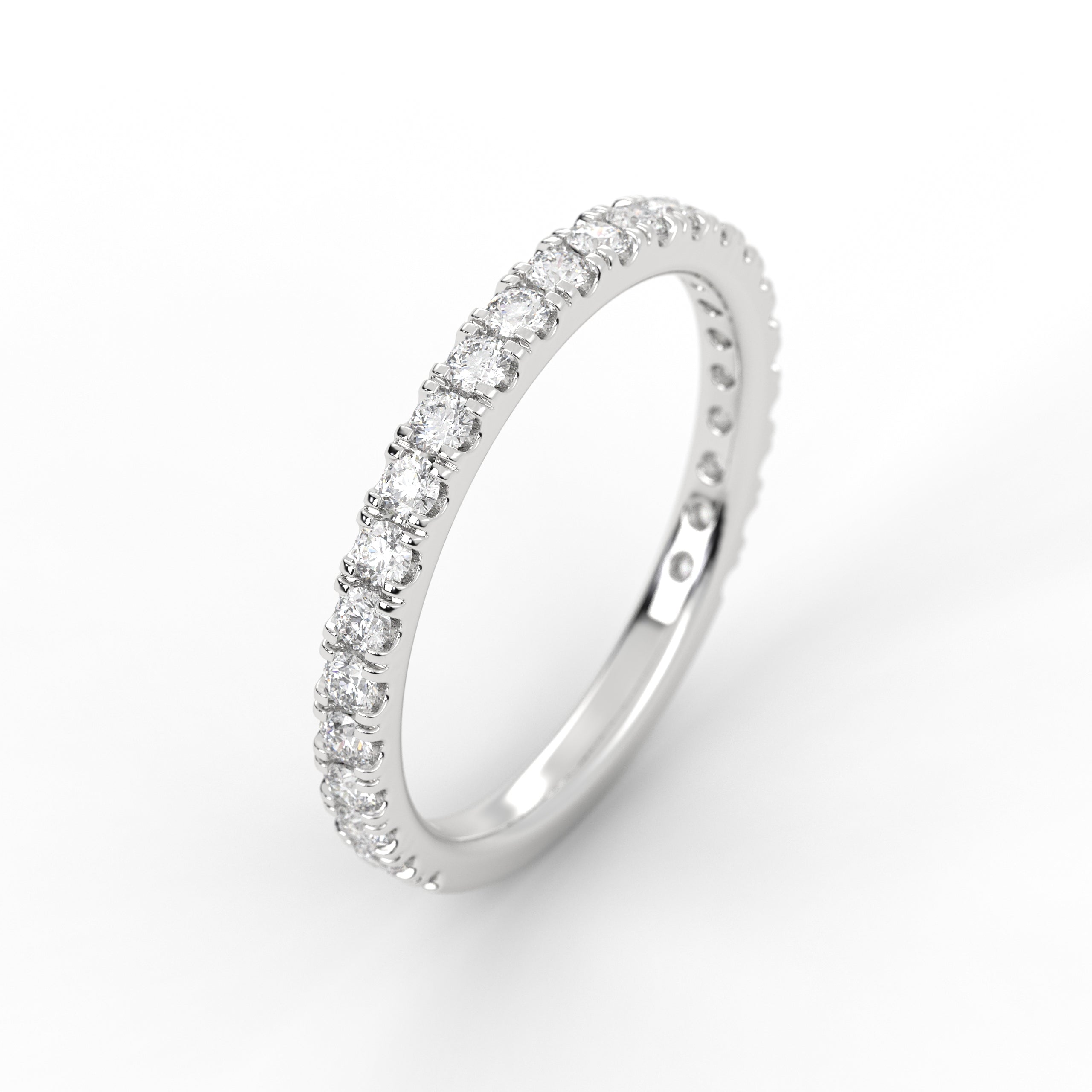 14K Solid Gold Diamond Wedding Womens Pave Half Eternity Band