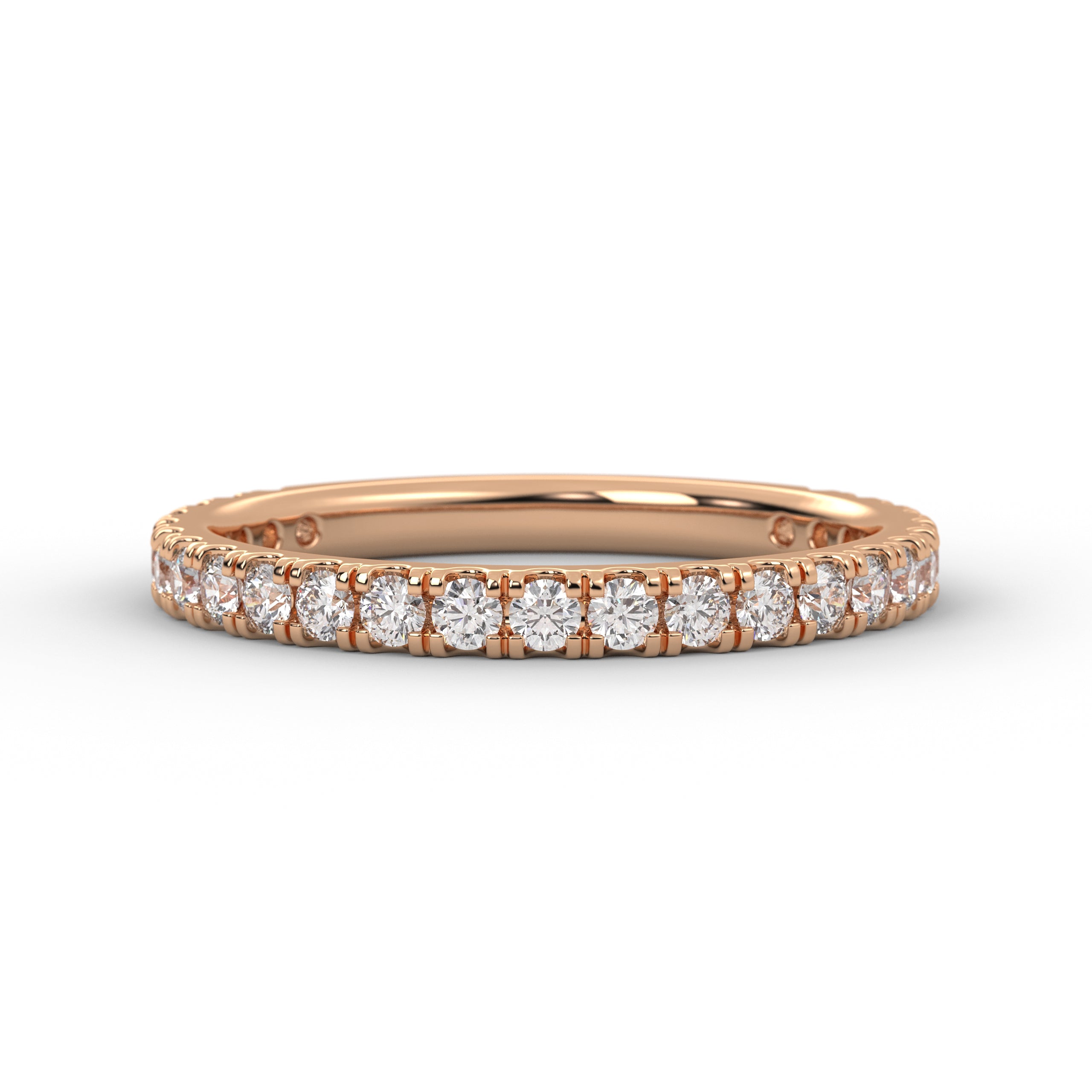 14K Solid Gold Diamond Wedding Womens Pave Half Eternity Band
