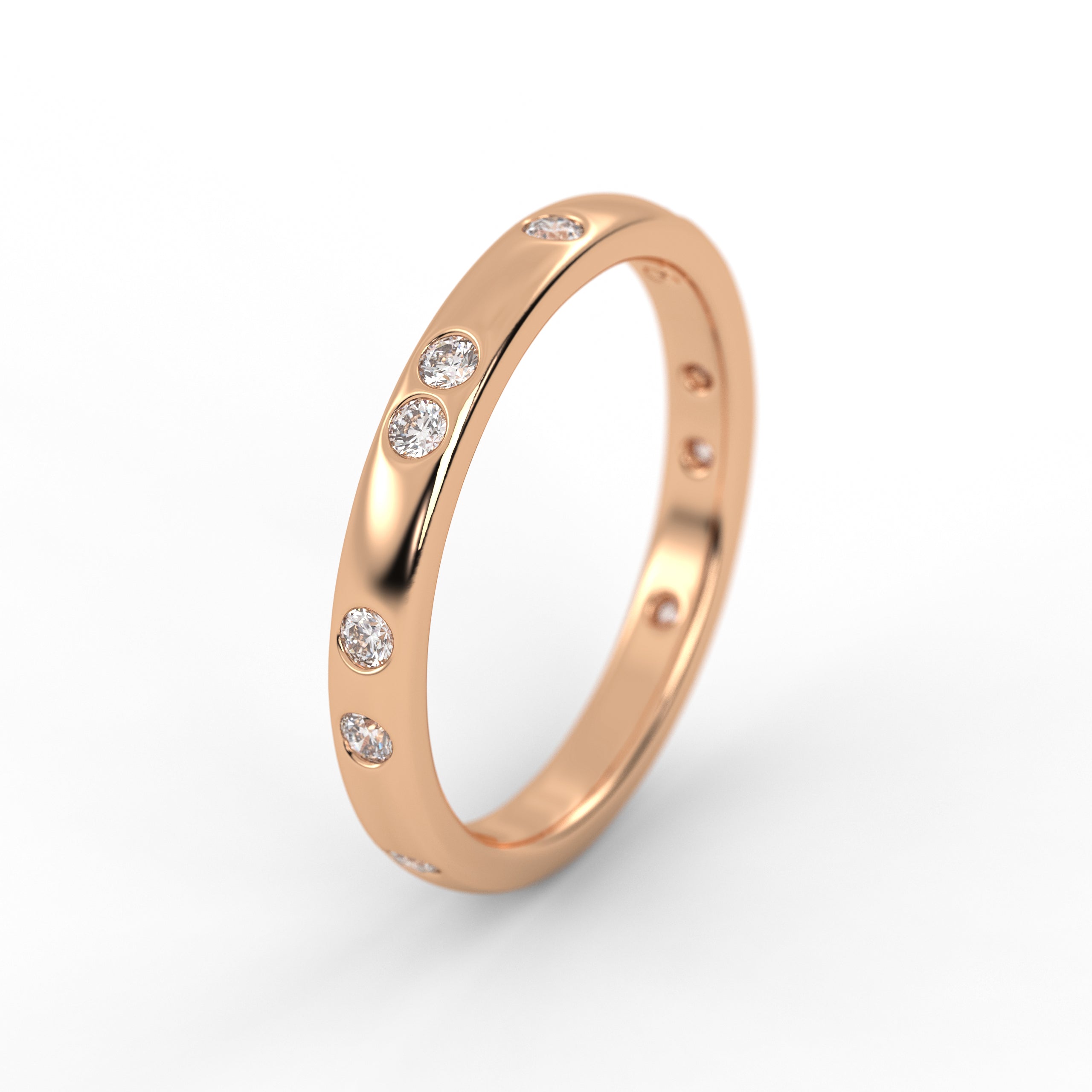 14k Gold Round Diamond Full Eternity Flush Setting Diamond Wedding Band