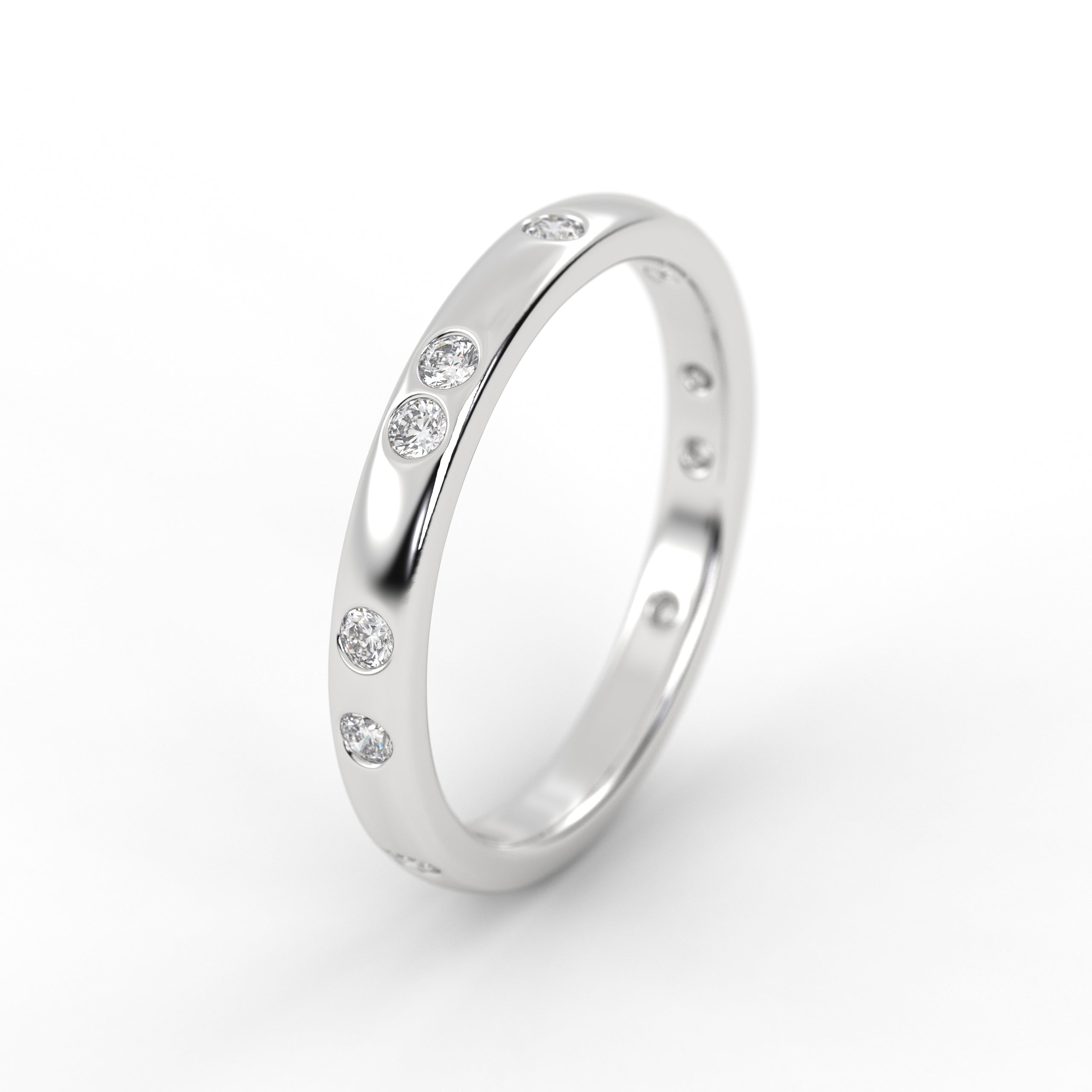 14k Gold Round Diamond Full Eternity Flush Setting Diamond Wedding Band