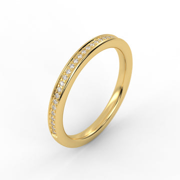 Channel Set Round Diamond Wedding Band, Half Eternity Lab Grown Diamond Band