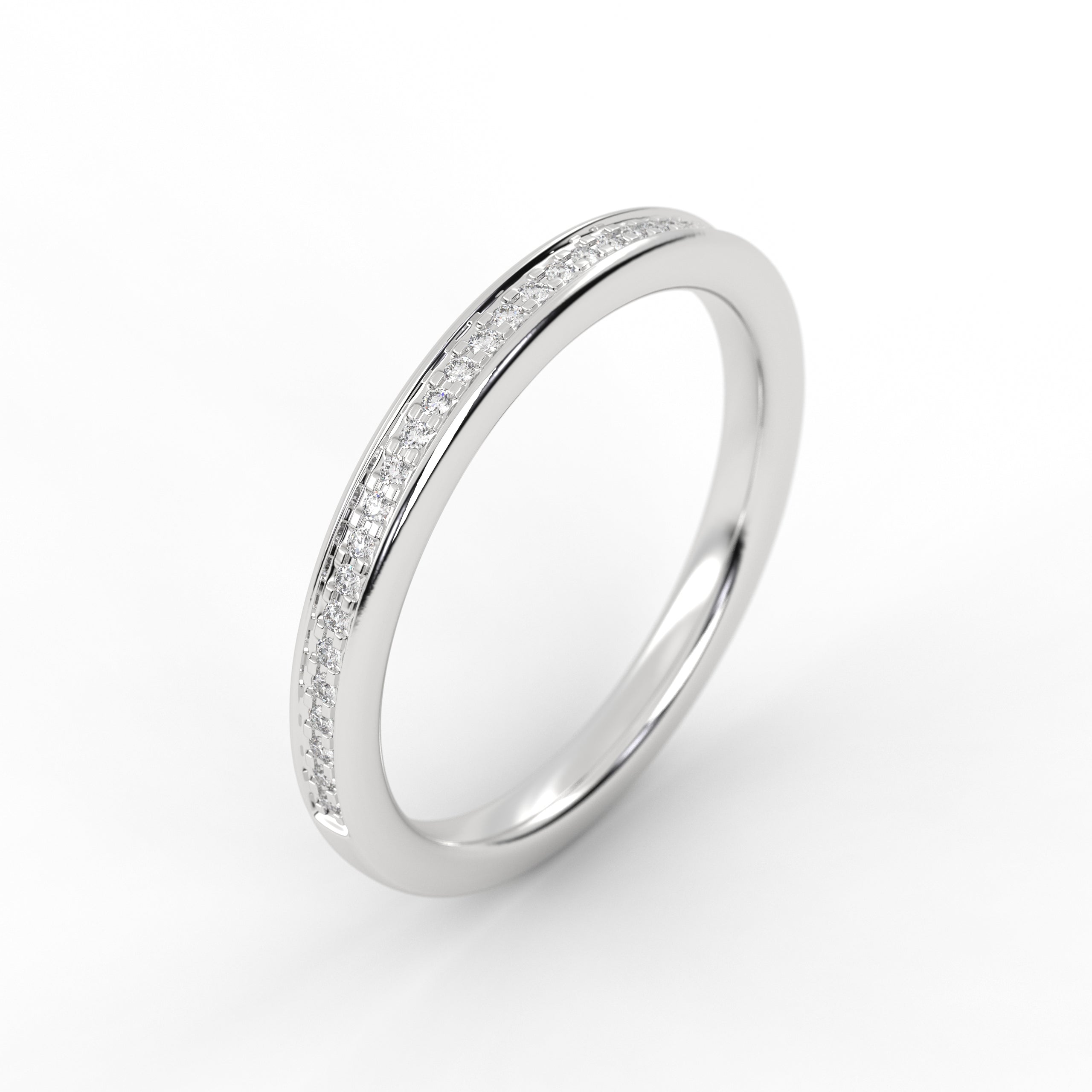 Channel Set Round Half Eternity Lab Grown Diamond Wedding Band