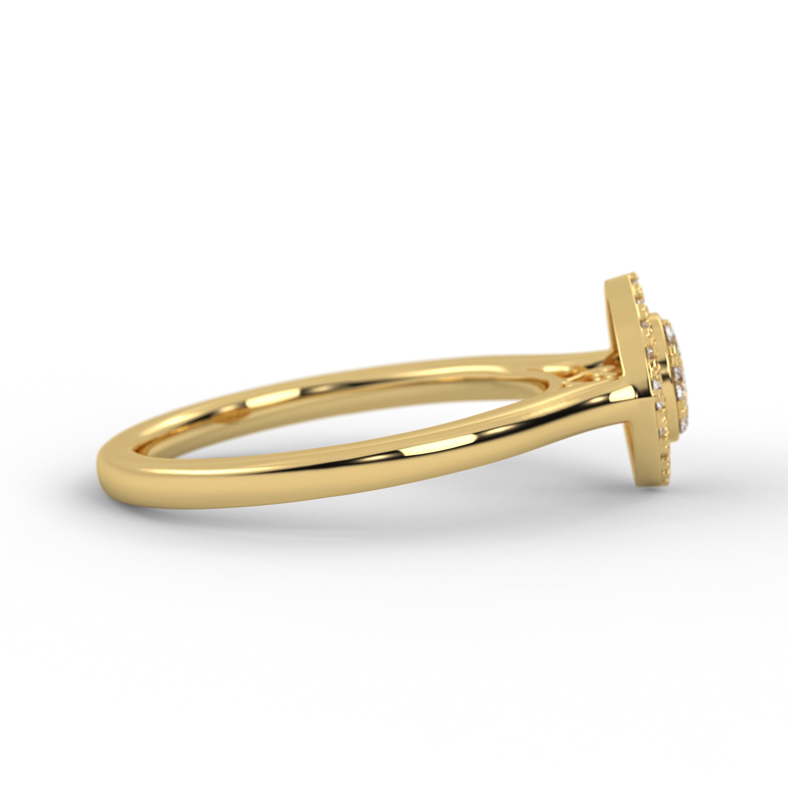 14k Gold Round Cut Halo Setting Lab Grown Diamond Engagement Ring