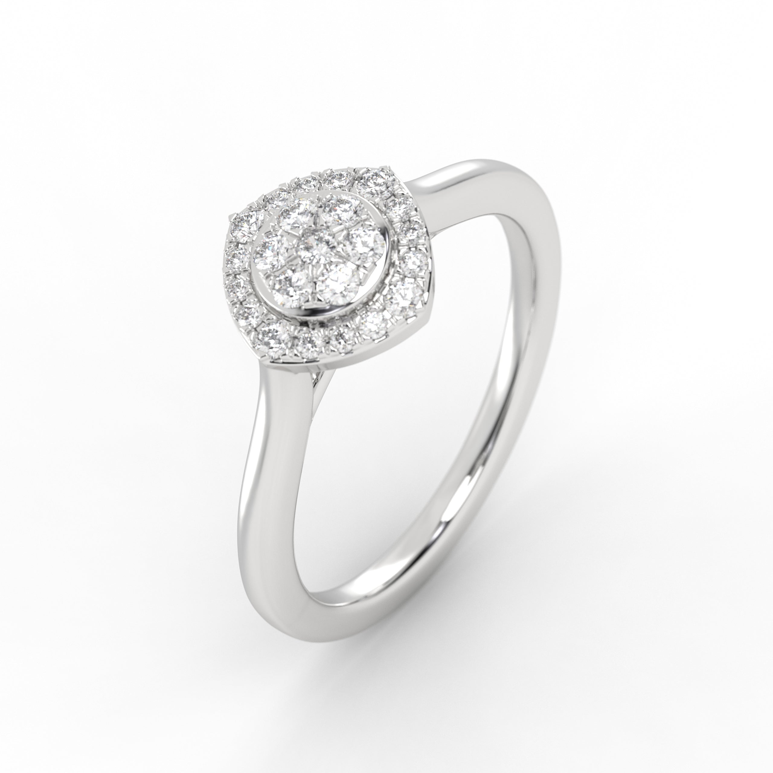 14k Gold Round Cut Halo Setting Lab Grown Diamond Engagement Ring