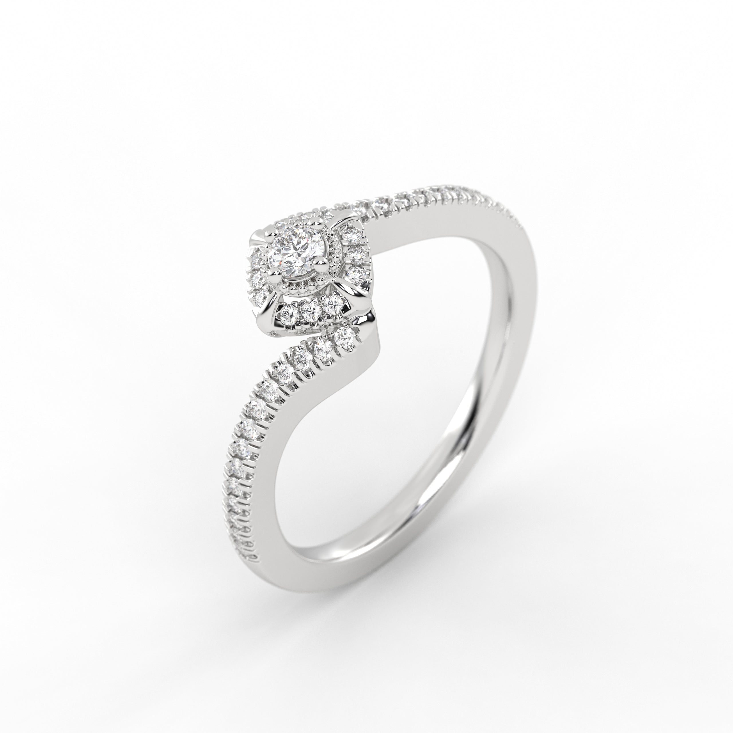 14K Gold Lab Grown Round Brilliant Diamond Engagement Ring