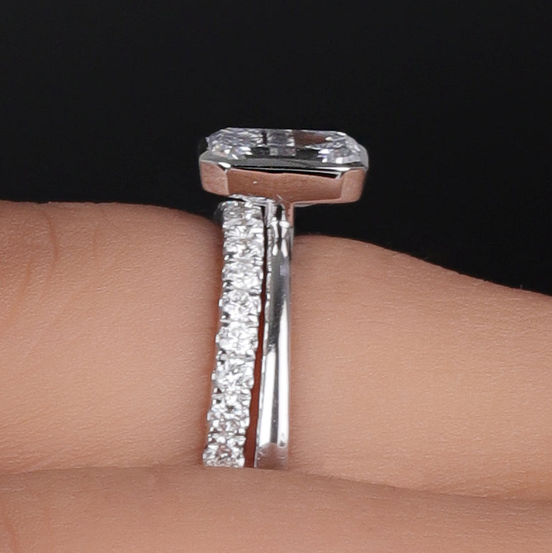 14K Gold Emerald Cut Lab Grown Diamond Engagement Ring