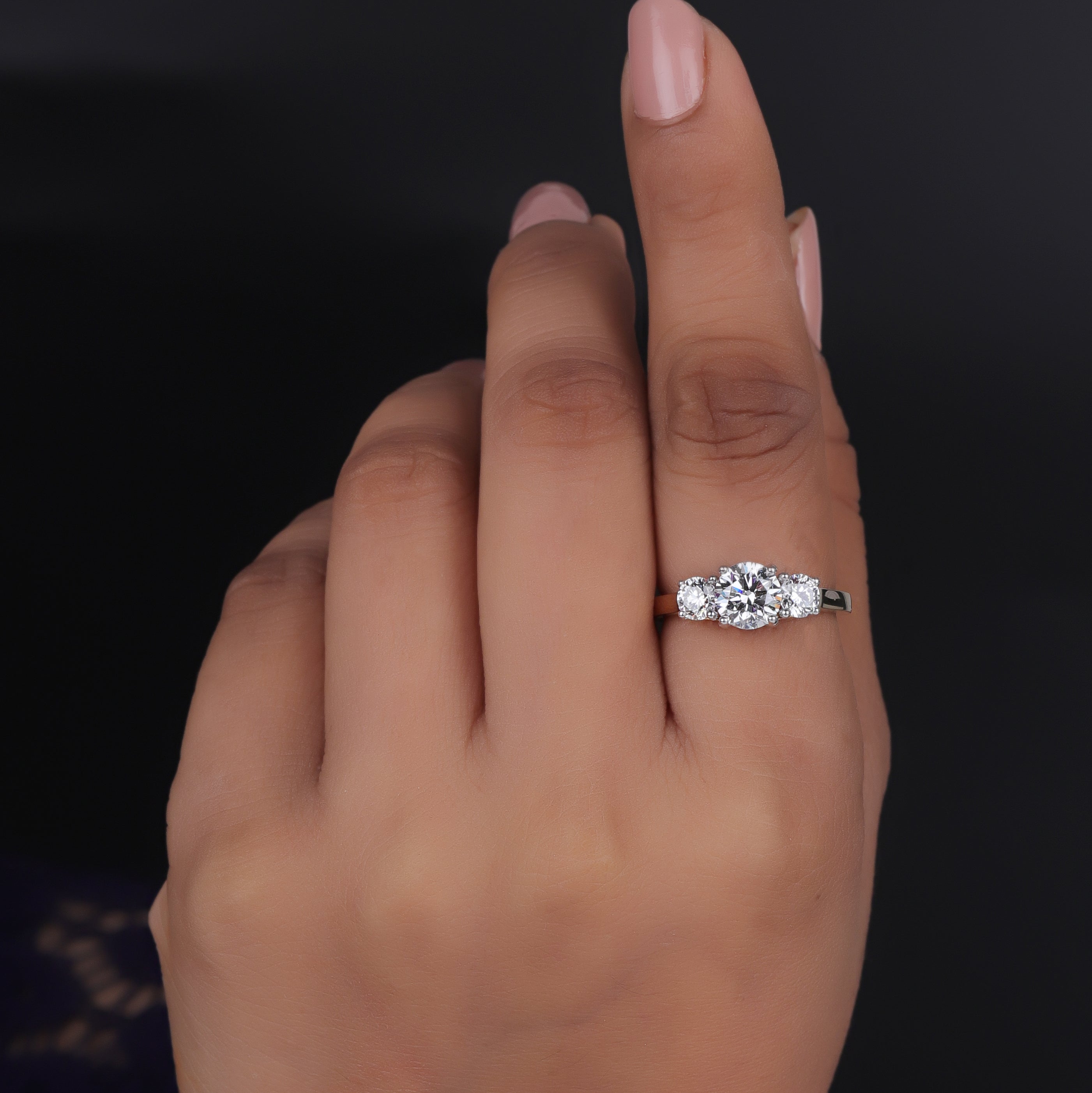 14K Gold 2.25 CT Colorless Round Cut Stone Engagement Ring
