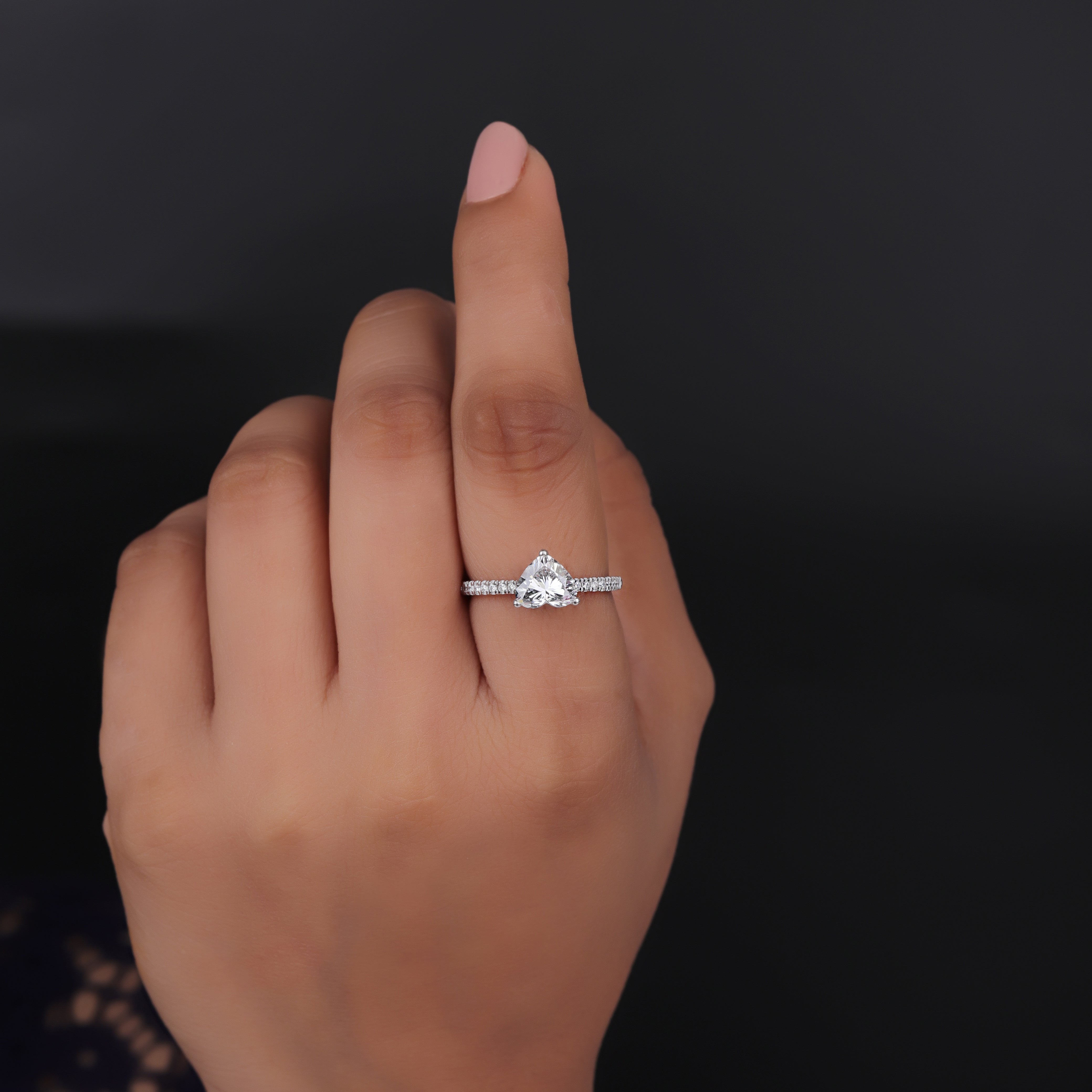 14k Gold Heart-Shape Diamond Ring Solitaire Diamond Ring