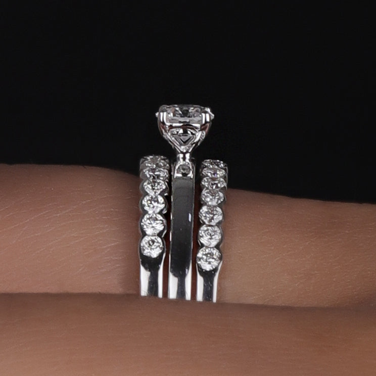 14K Solid Gold Round cut lab created diamond engagement ring