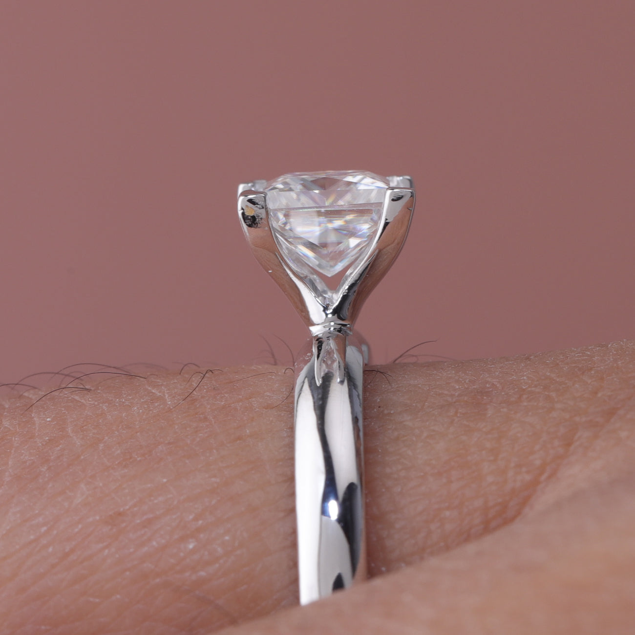 14K Solid Gold Solitaire Princess Cut Engagement Ring