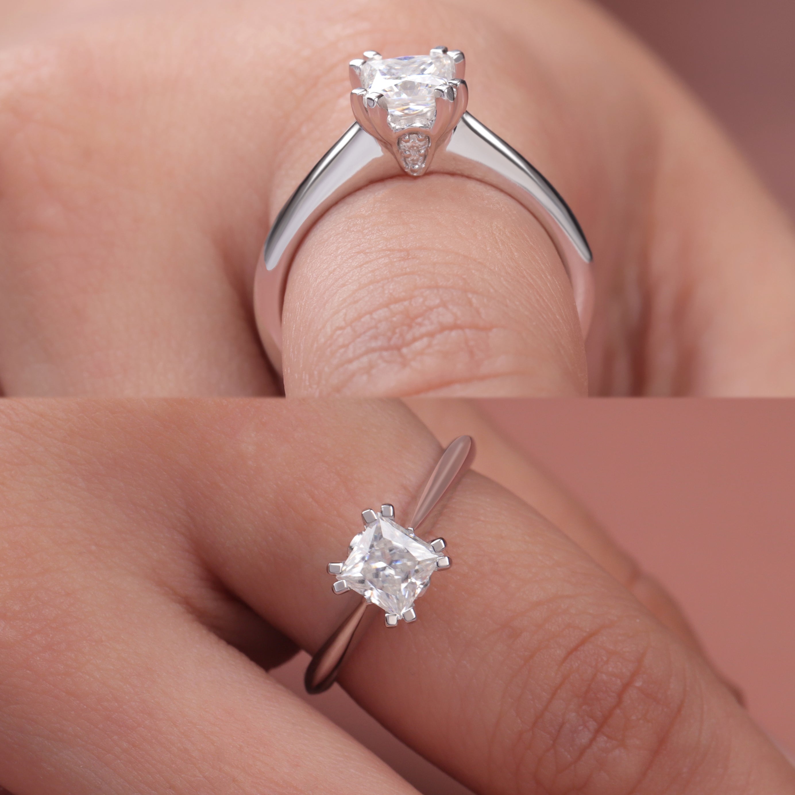 14K Gold Double Prong Princess cut Solitaire Engagement Ring