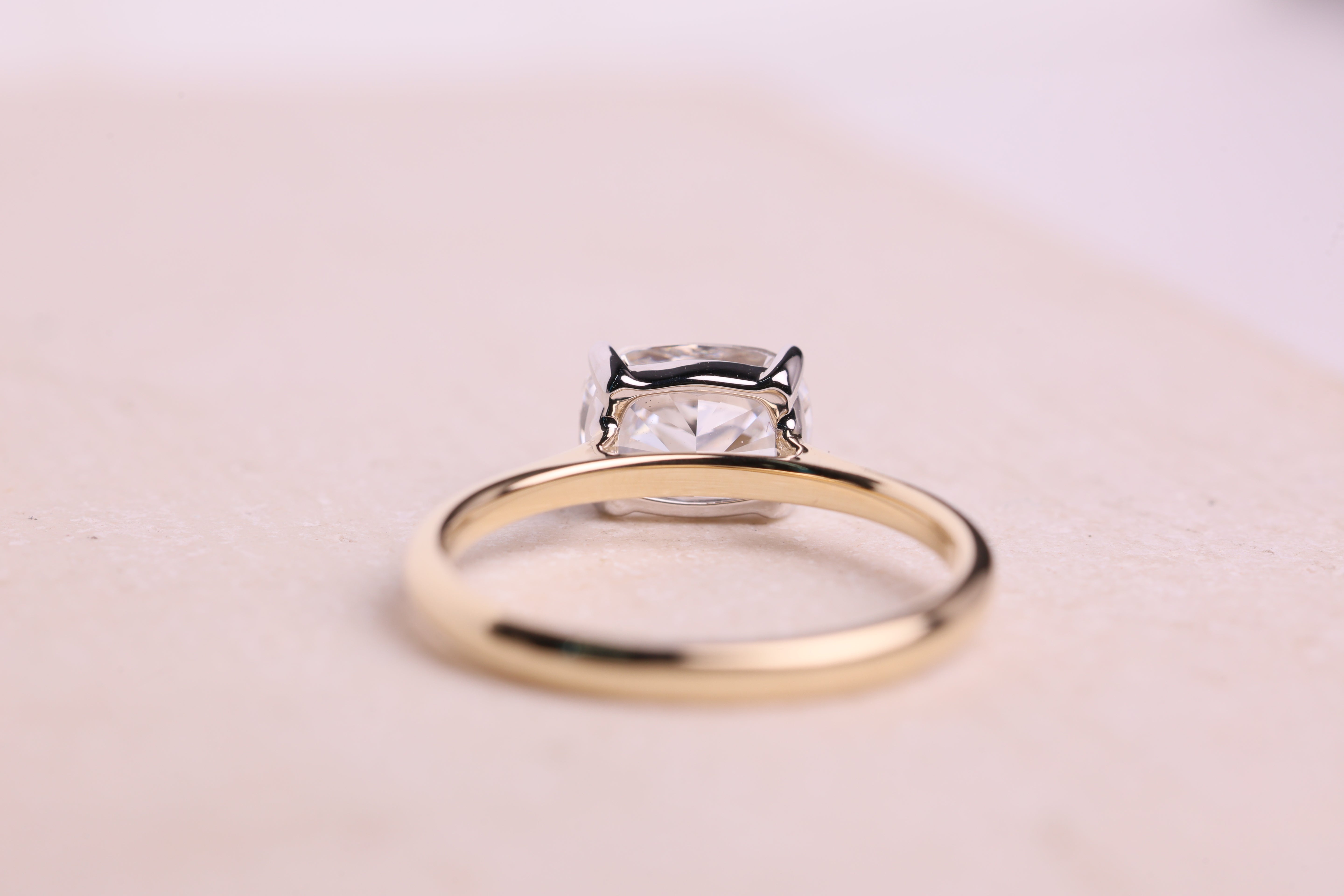 14K Gold 2 CT Elongated Cushion East West Engagement Ring