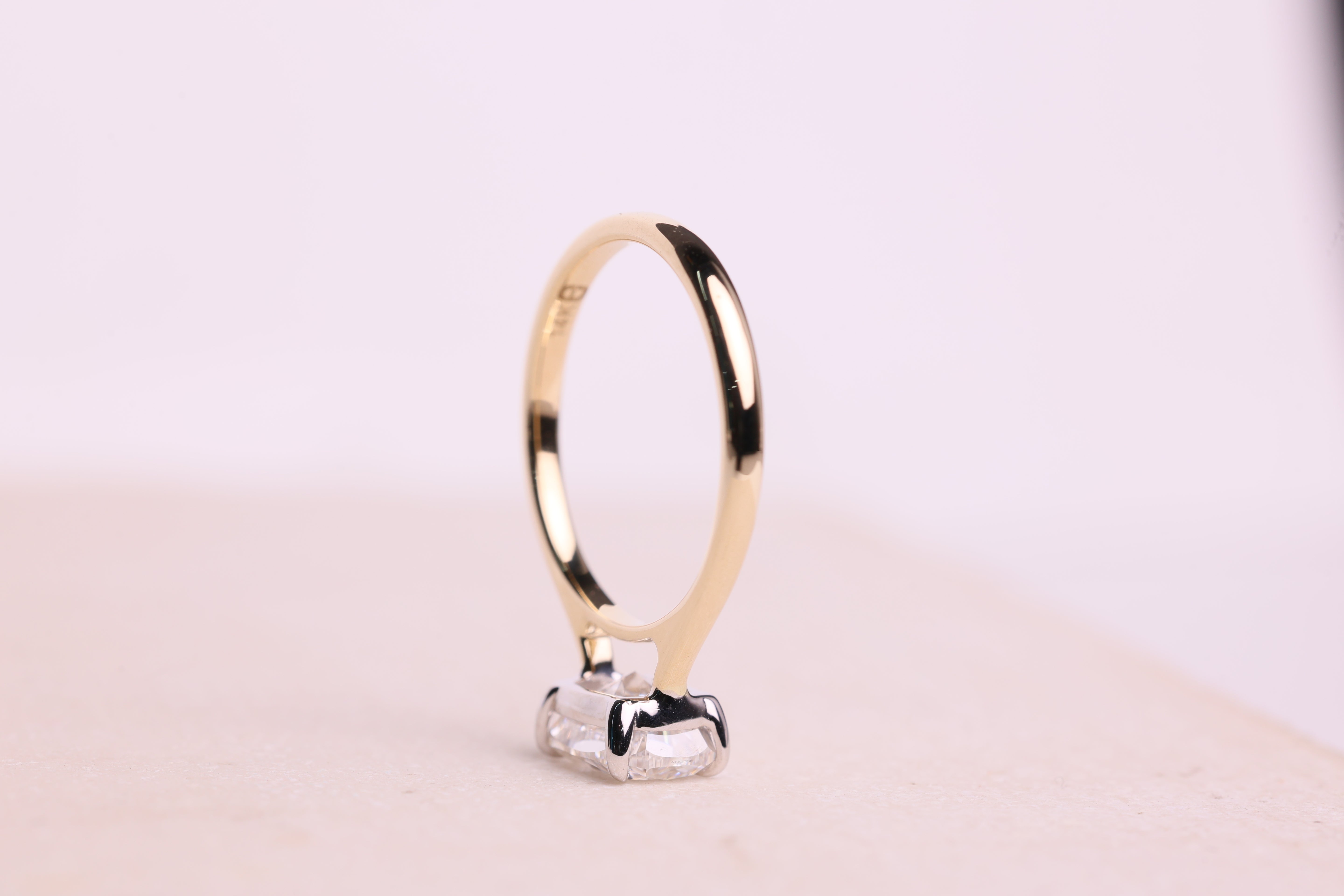 14K Gold 2 CT Elongated Cushion East West Engagement Ring