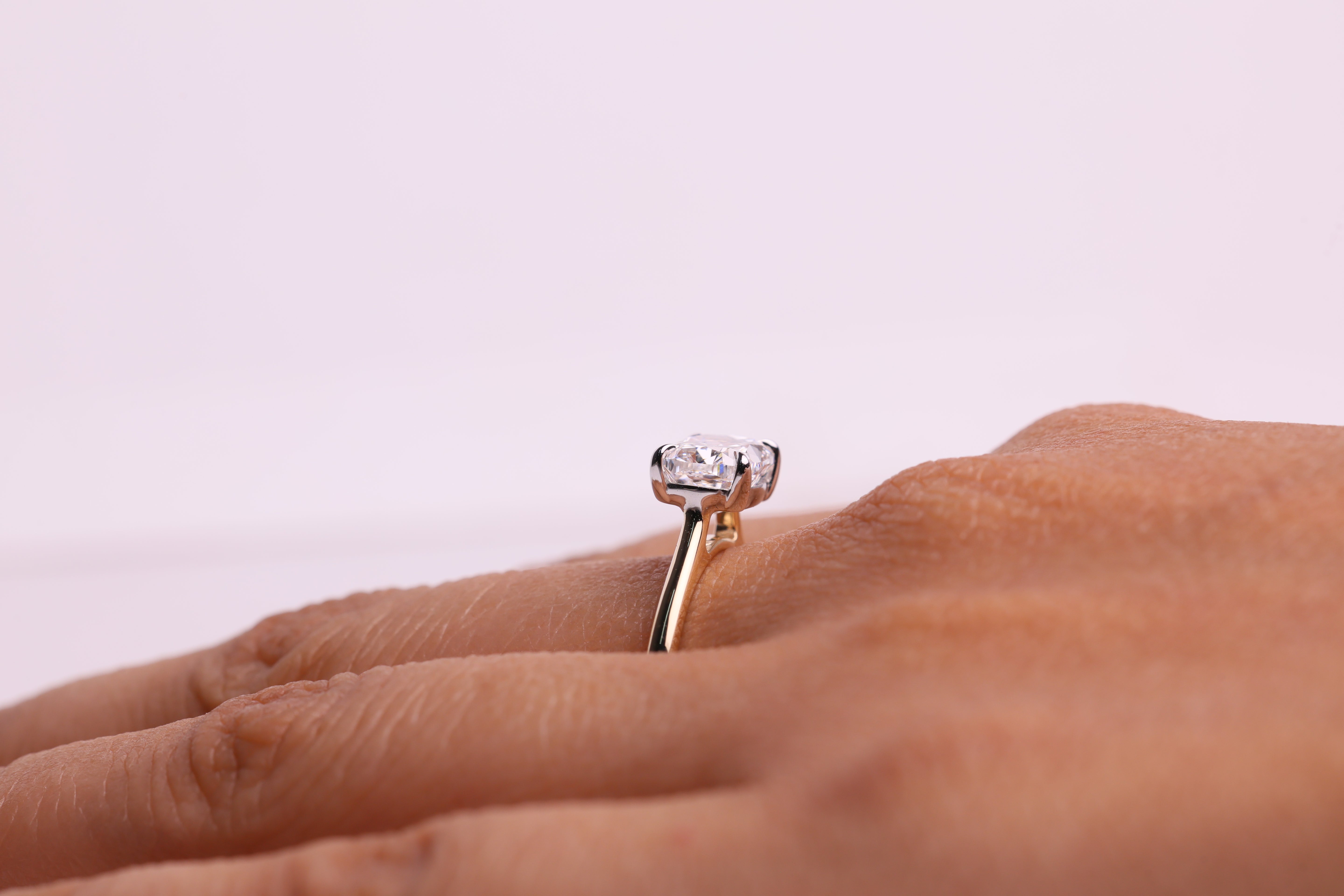 14K Gold 2 CT Elongated Cushion East West Engagement Ring