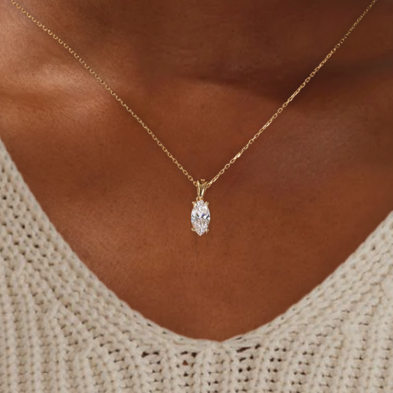 Marquise Cut Lab Diamond Necklaces for Women