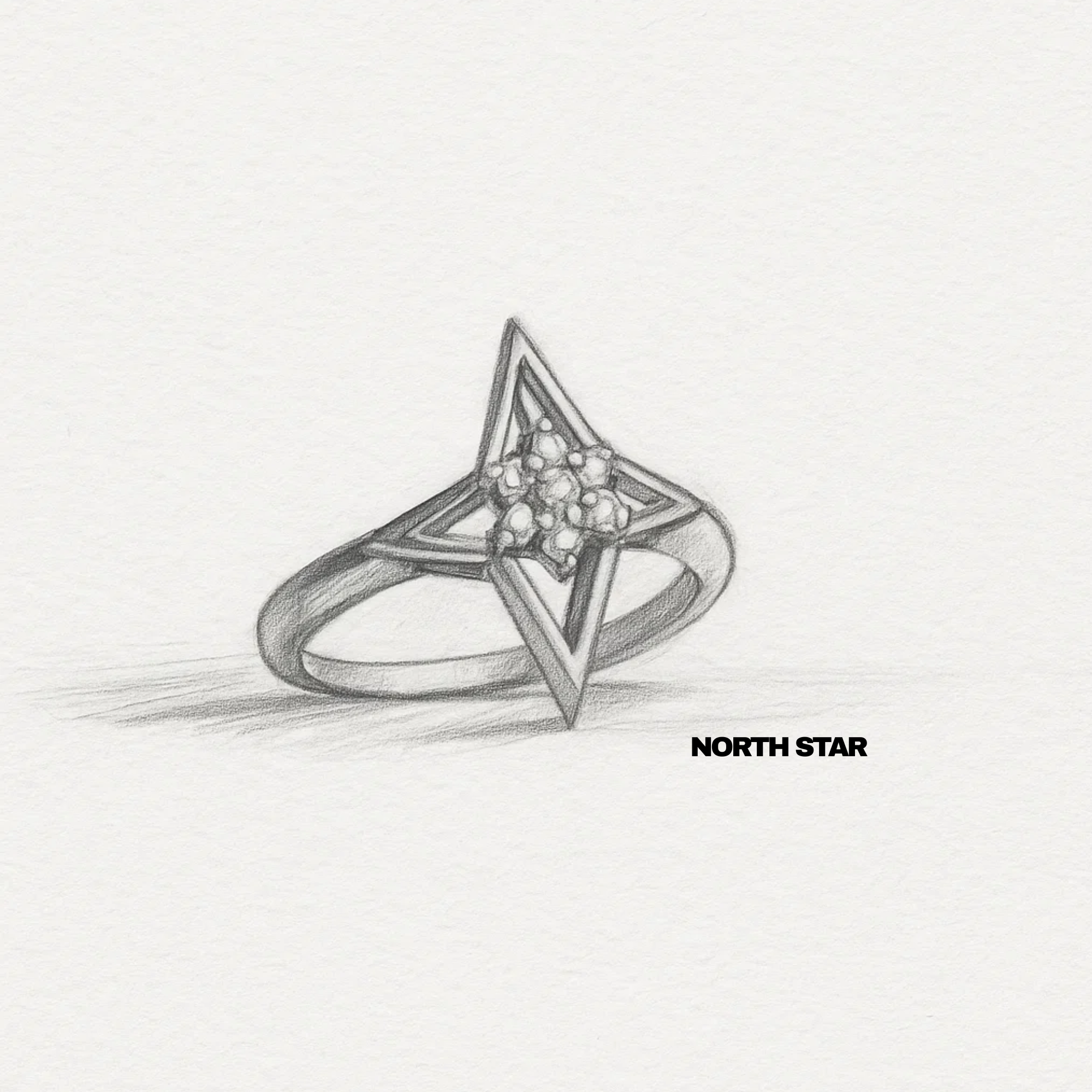 14K Gold North Star Stacking Ring