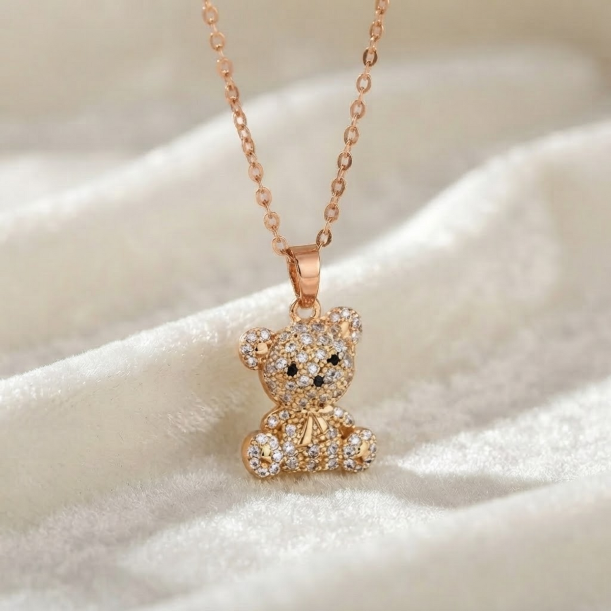 Teddy Bear Diamond Necklace