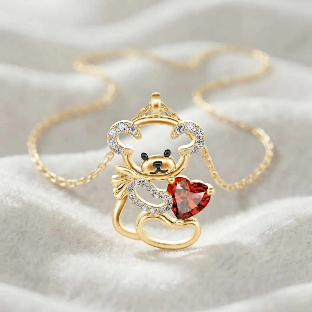 Teddy Bear Heart Necklace