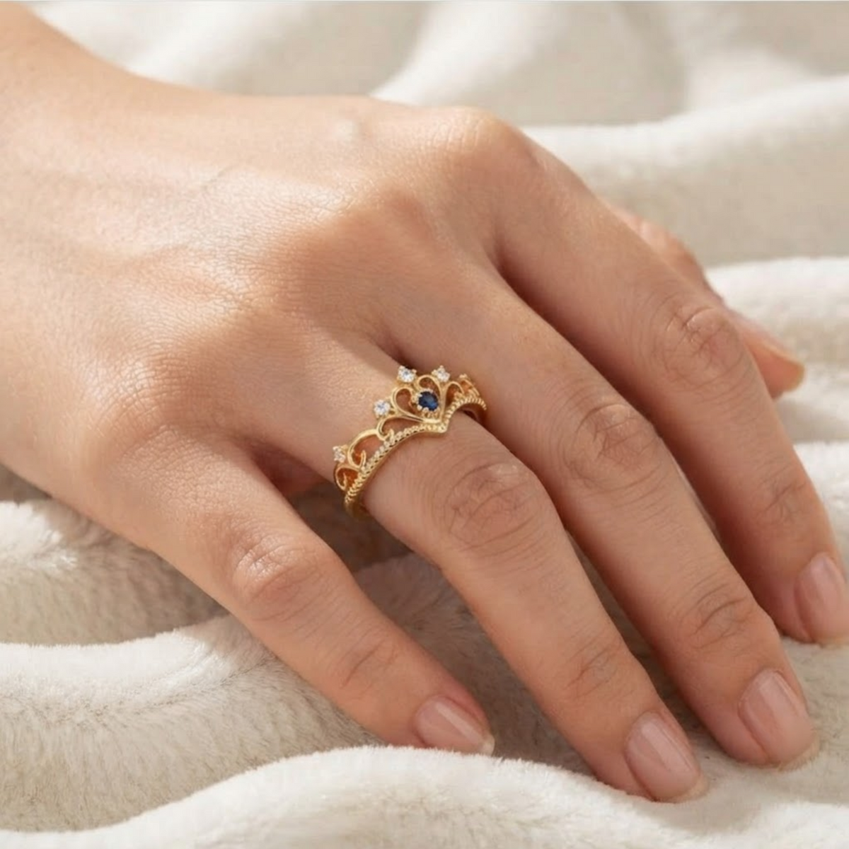 Blue Sapphire Tiara Ring