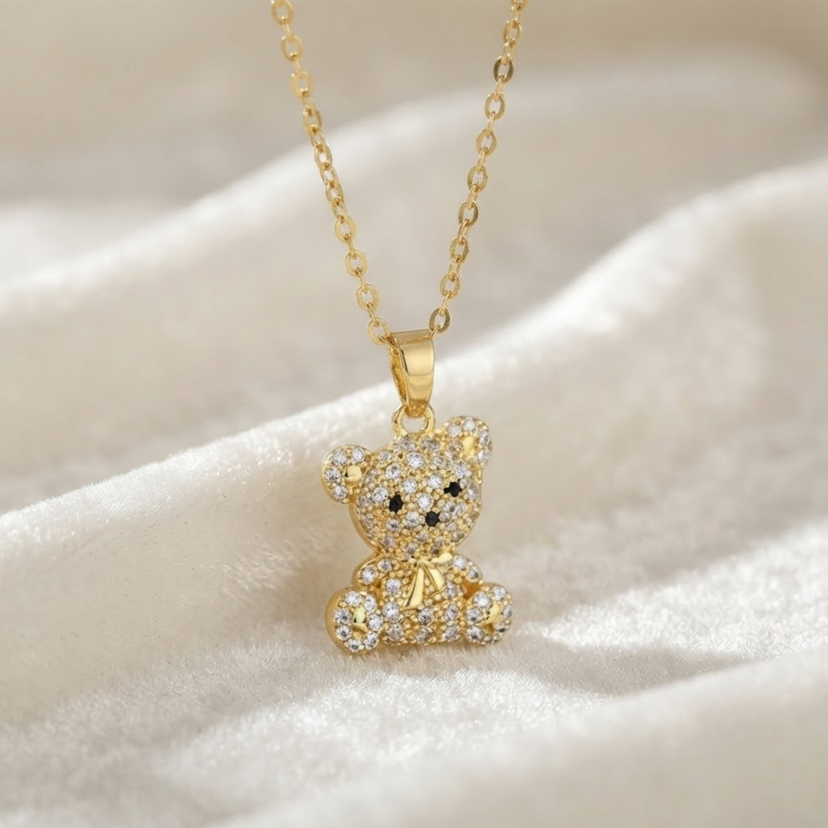 Teddy Bear Diamond Necklace