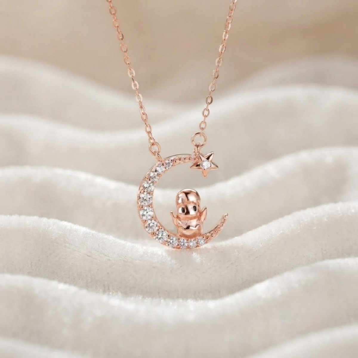 Crescent Moon & Star Diamond Necklace