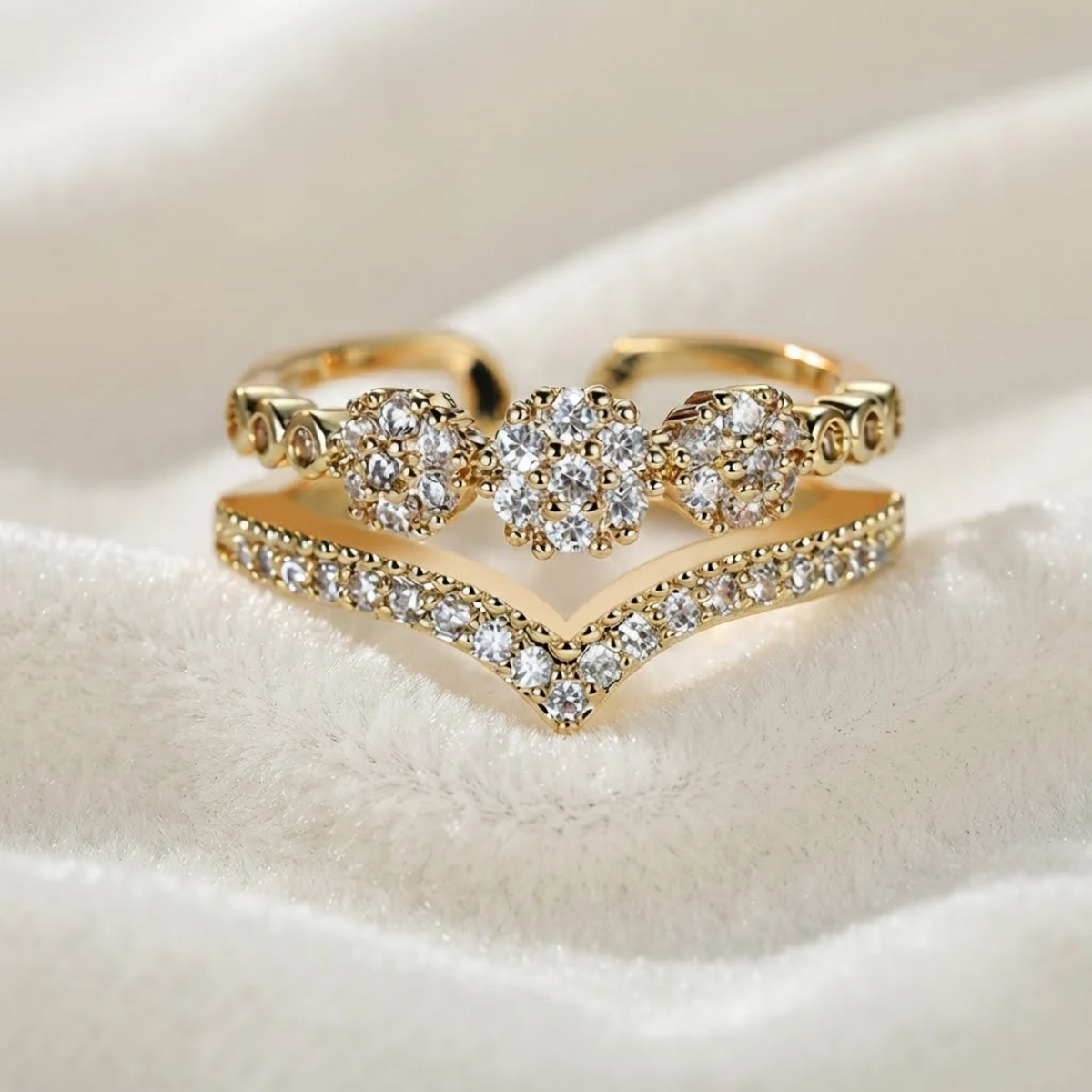 Floral V Shape Diamond Ring