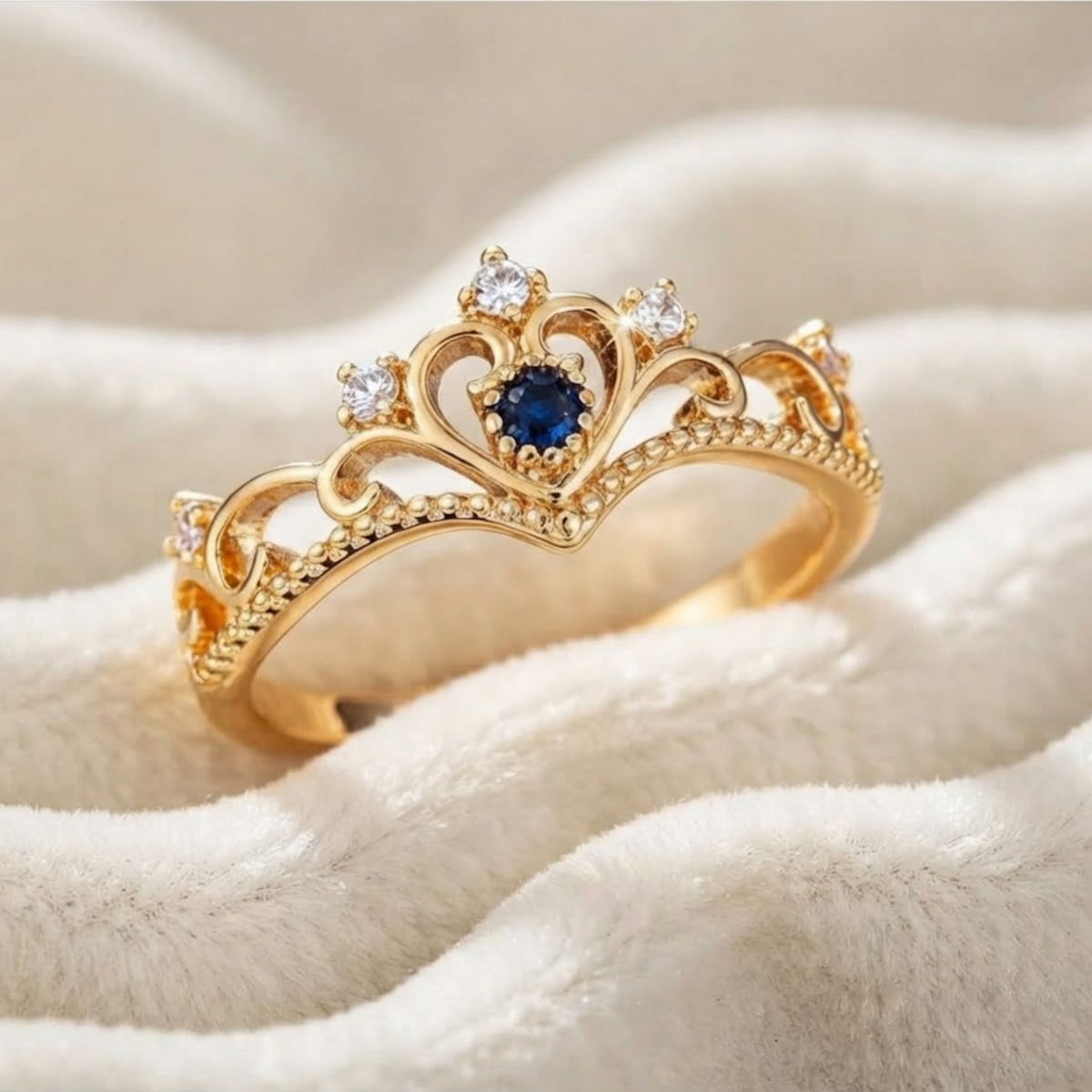 Blue Sapphire Tiara Ring