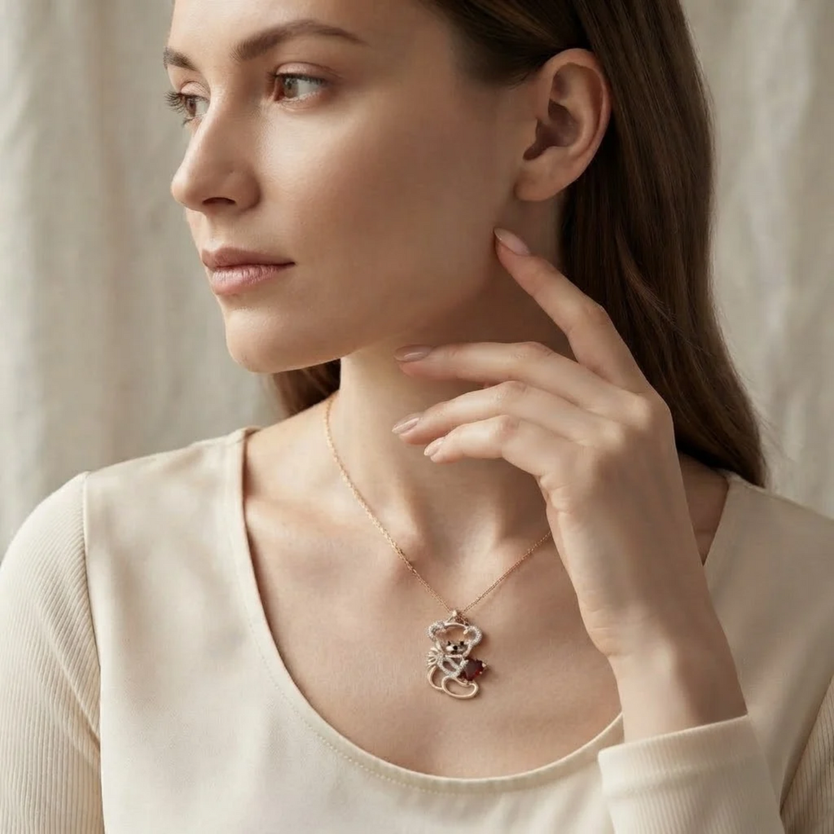 Teddy Bear Heart Necklace