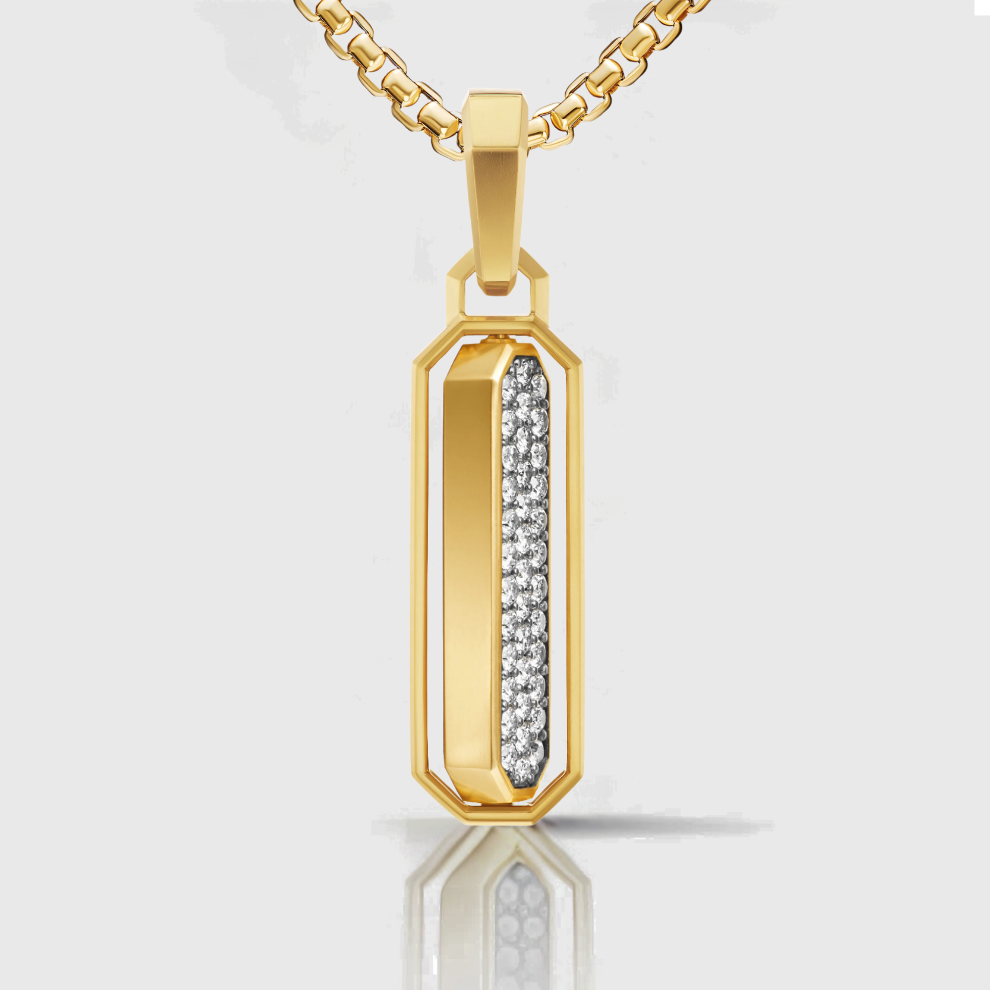 14K Gold Diamond Bar Pendant Necklace