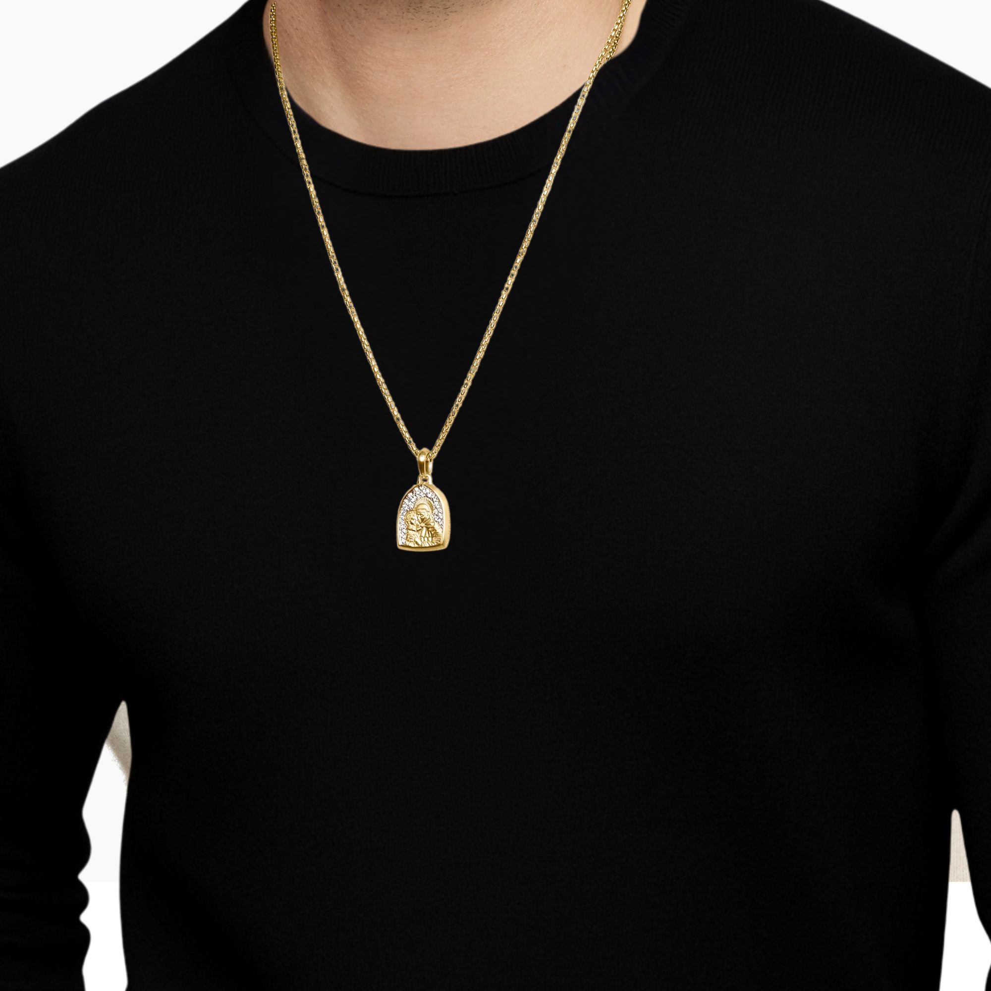14K Gold Diamond St Anthony Pendant