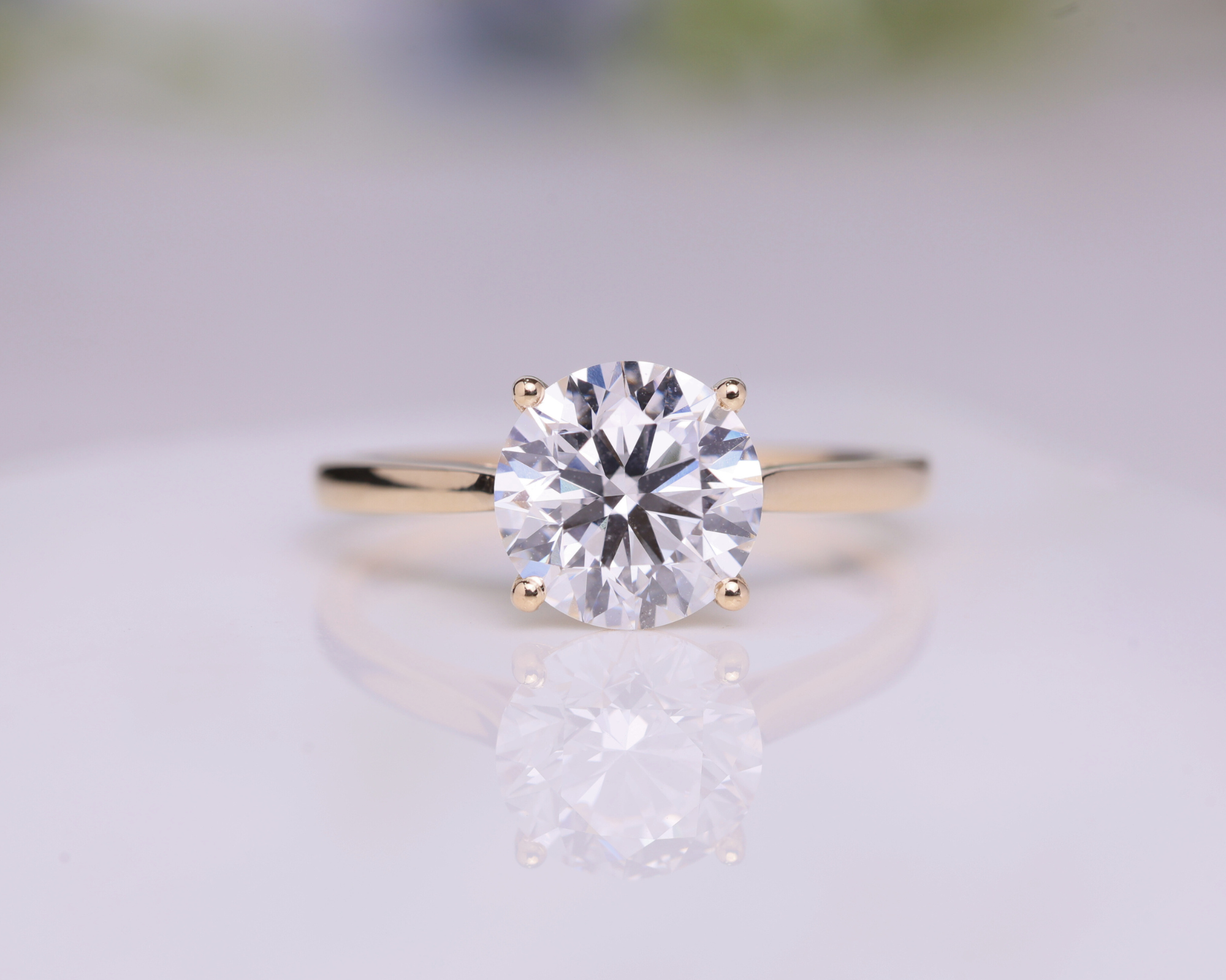 14K Solid Gold 2 CT Round Lab Grown Solitaire Diamond Engagement Ring