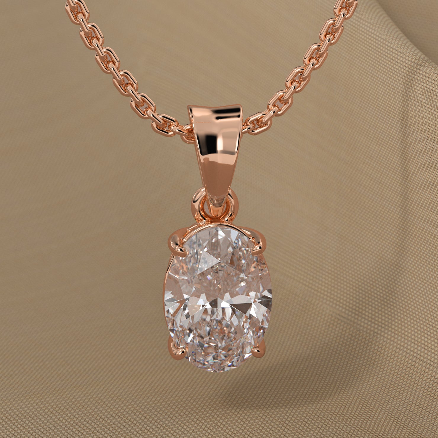 1.5 Ct Oval Cut F Color VS1 Clarity Excellent Cut Lab Grown Diamond Solitaire Pendant 14K Yellow Gold Oval Cut Diamond Pendant