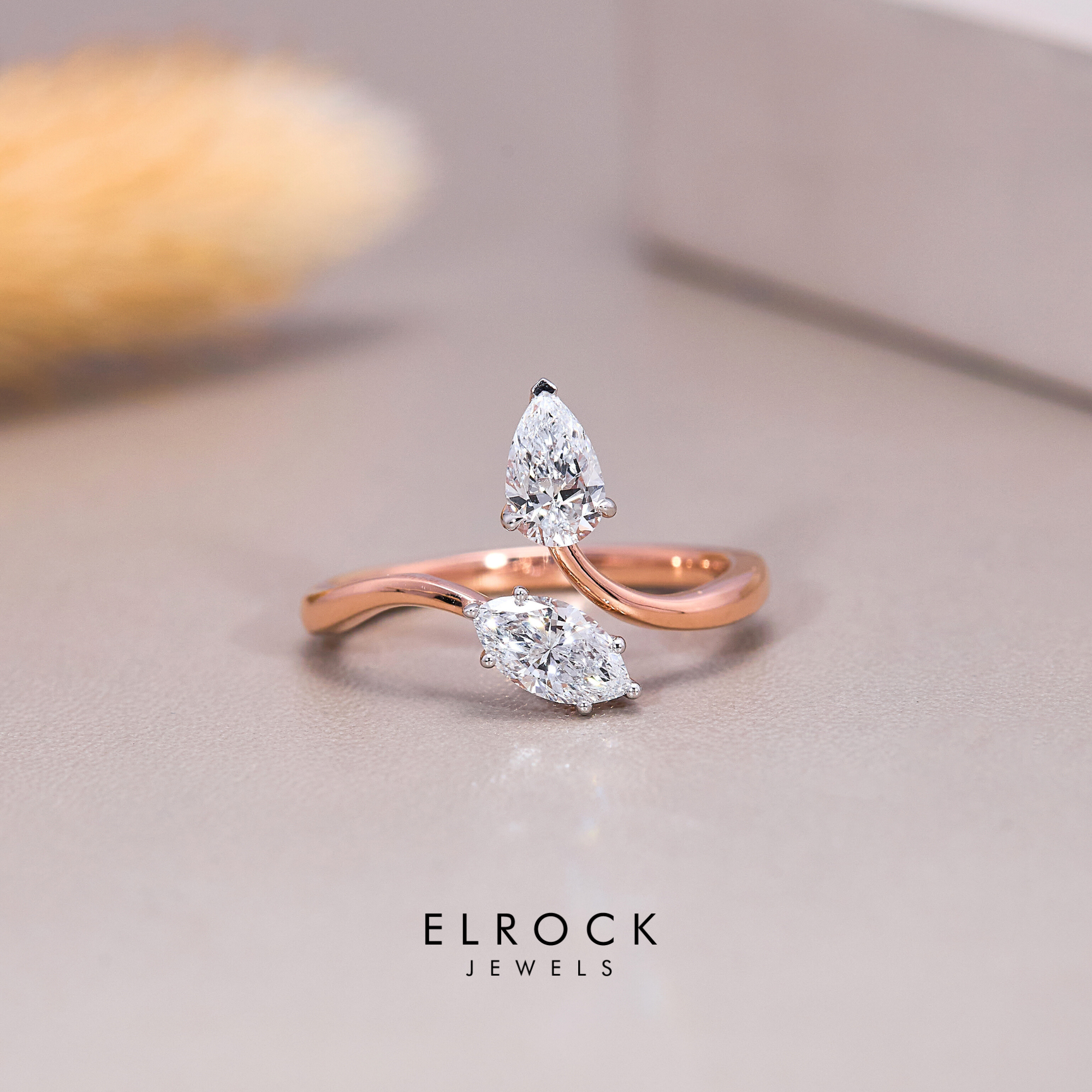 Pear Cut Toi et Moi Diamond Ring