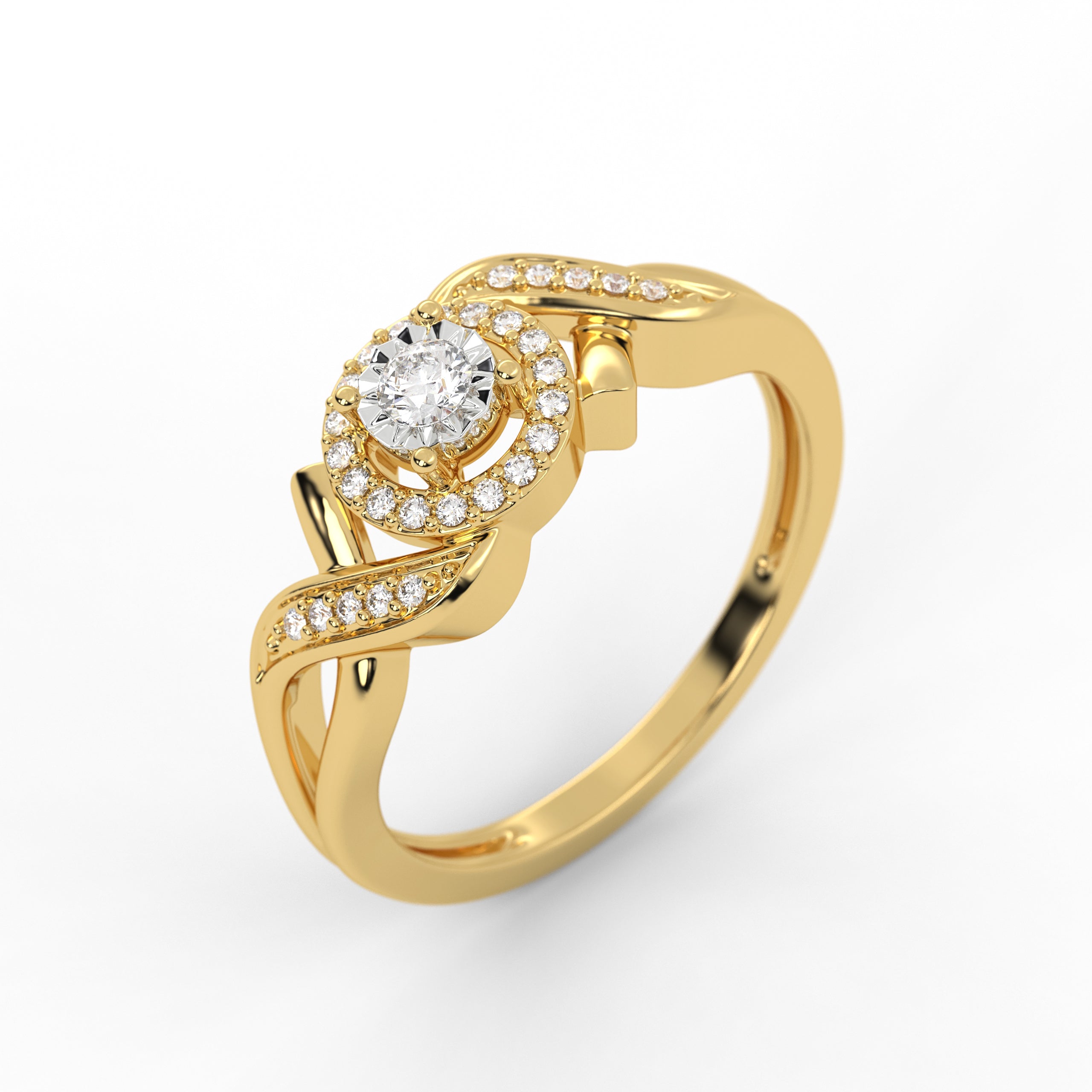 14K Gold Round Lab Grown Diamond Engagement Ring