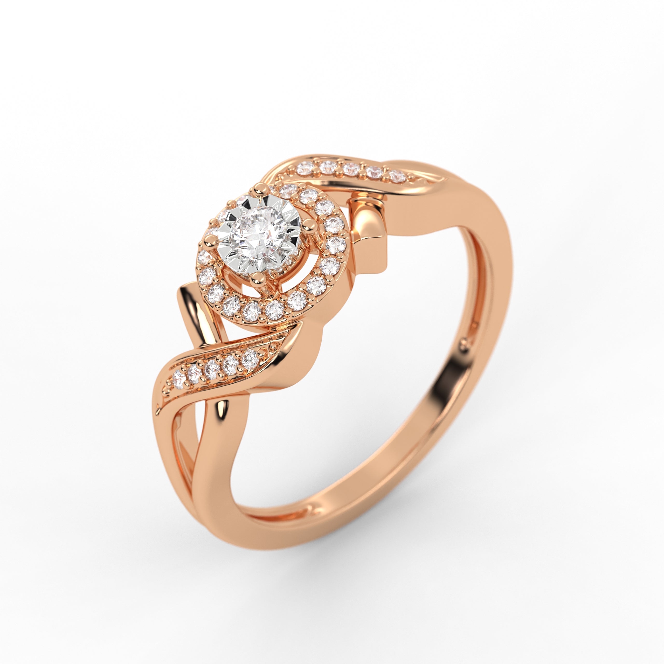 14K Gold Round Lab Grown Diamond Engagement Ring
