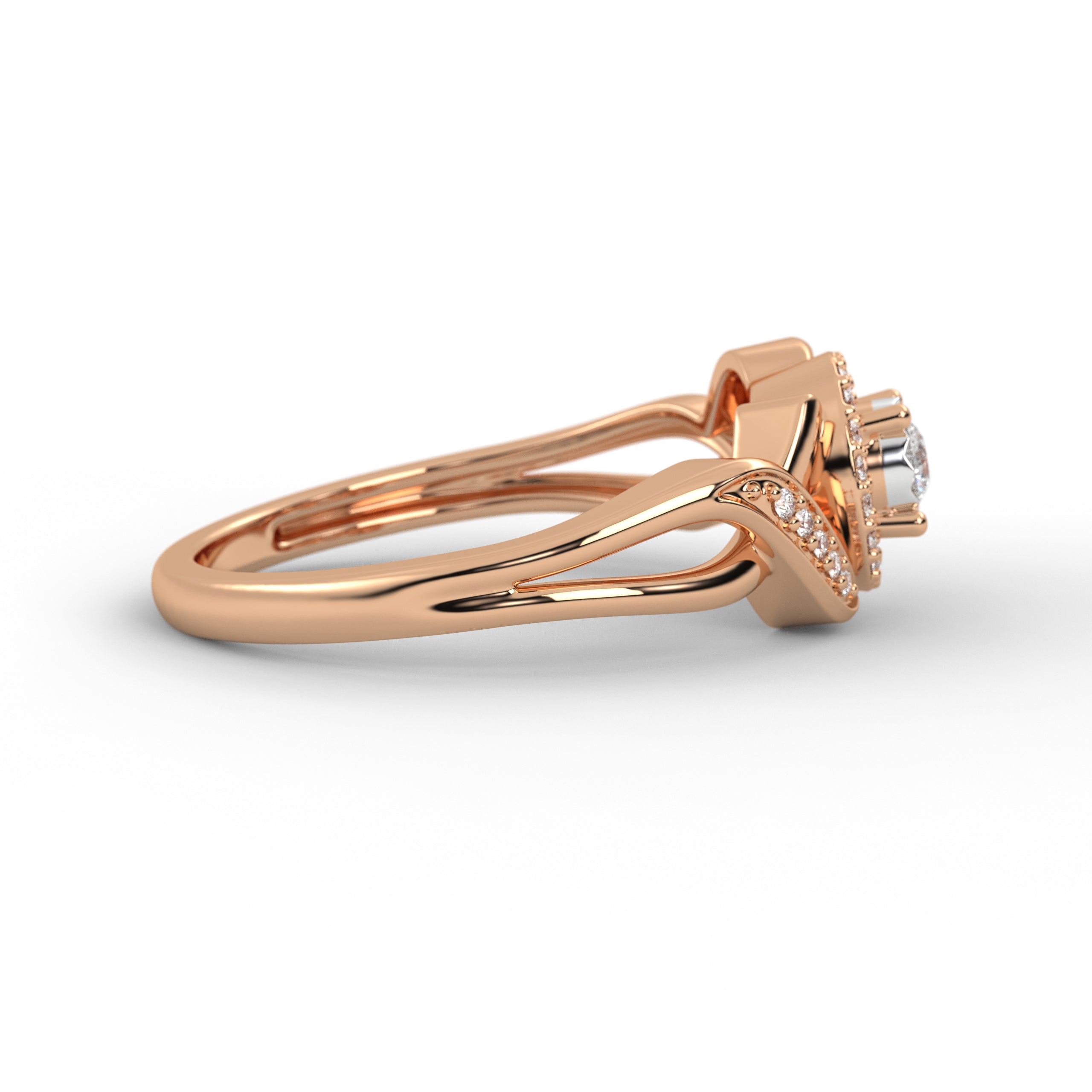 14K Gold Round Lab Grown Diamond Engagement Ring
