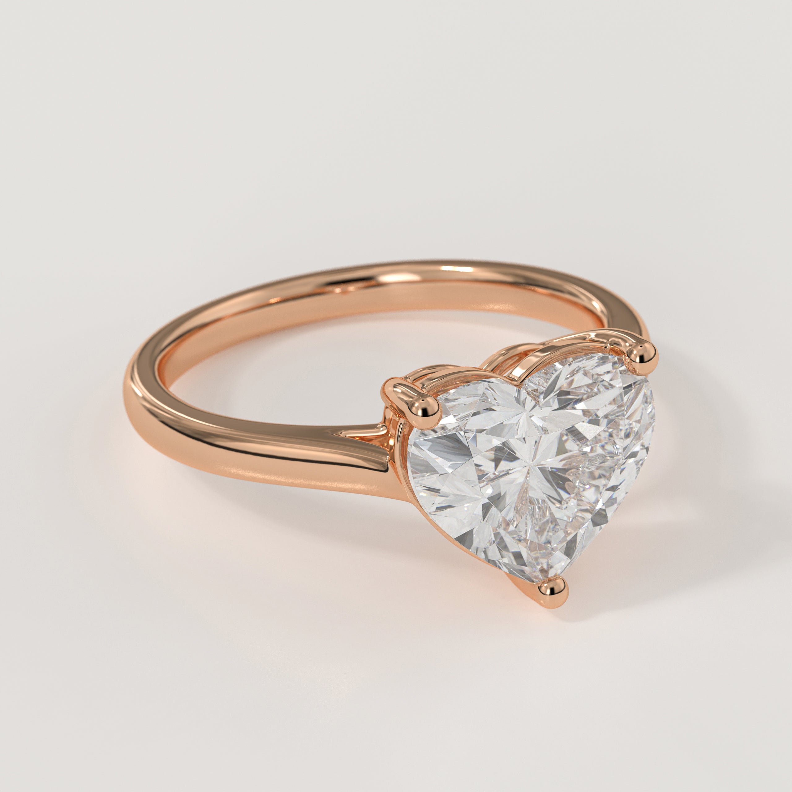 14K Gold Solitaire Heart Shaped Diamond Engagement Ring