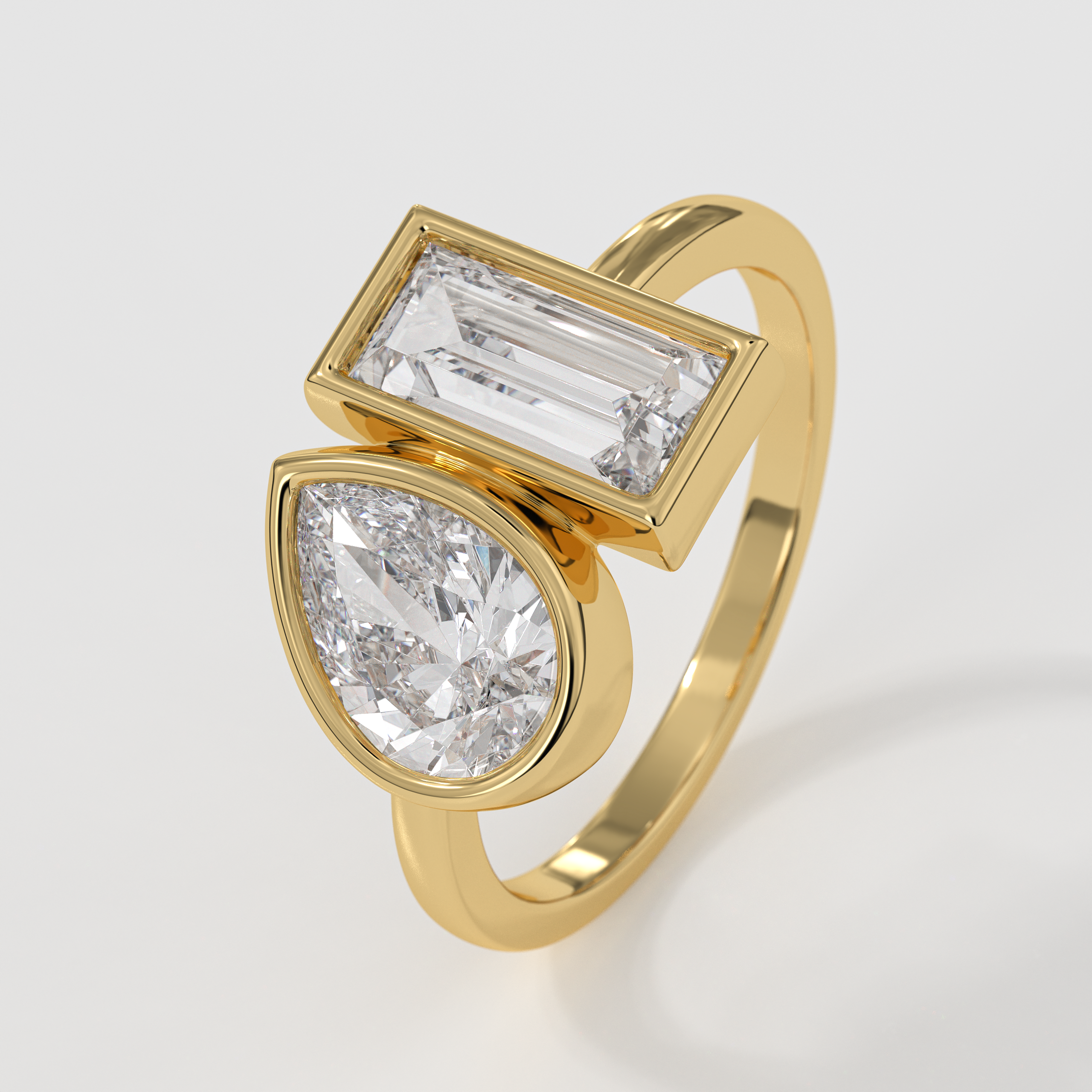14K Gold Toi et Moi Ring Two Stone Ring