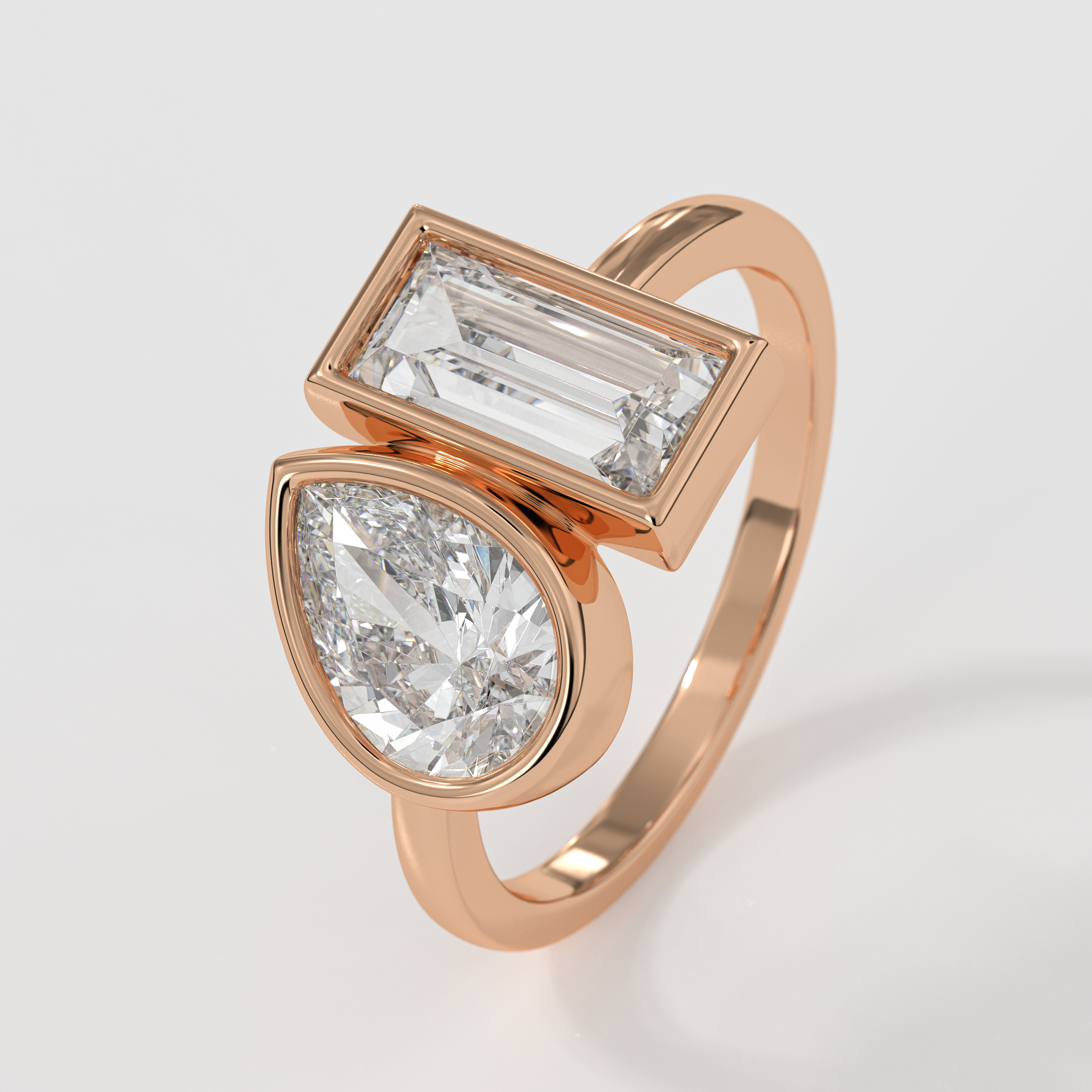 14K Gold Toi et Moi Ring Two Stone Ring
