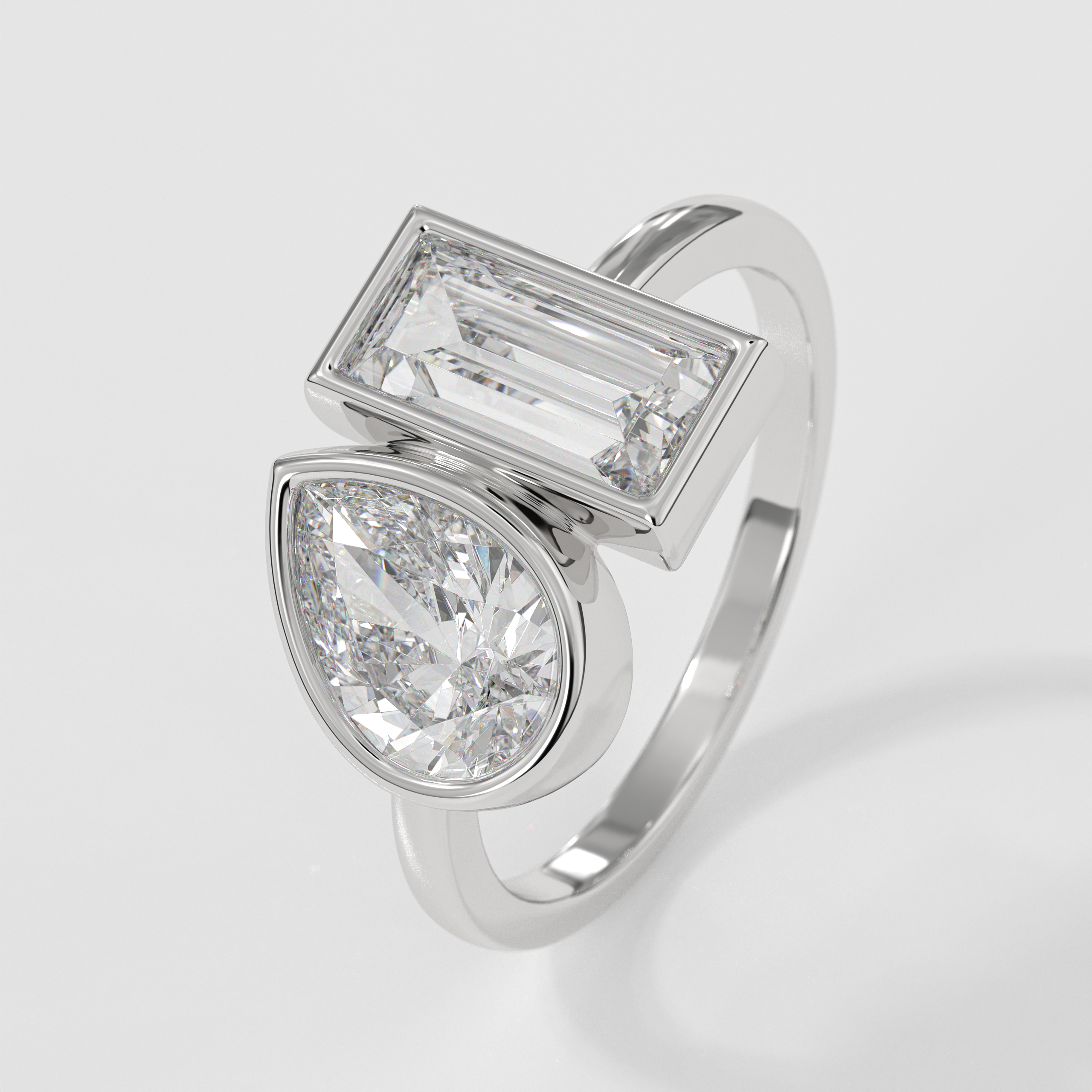 14K Gold Toi et Moi Ring Two Stone Ring