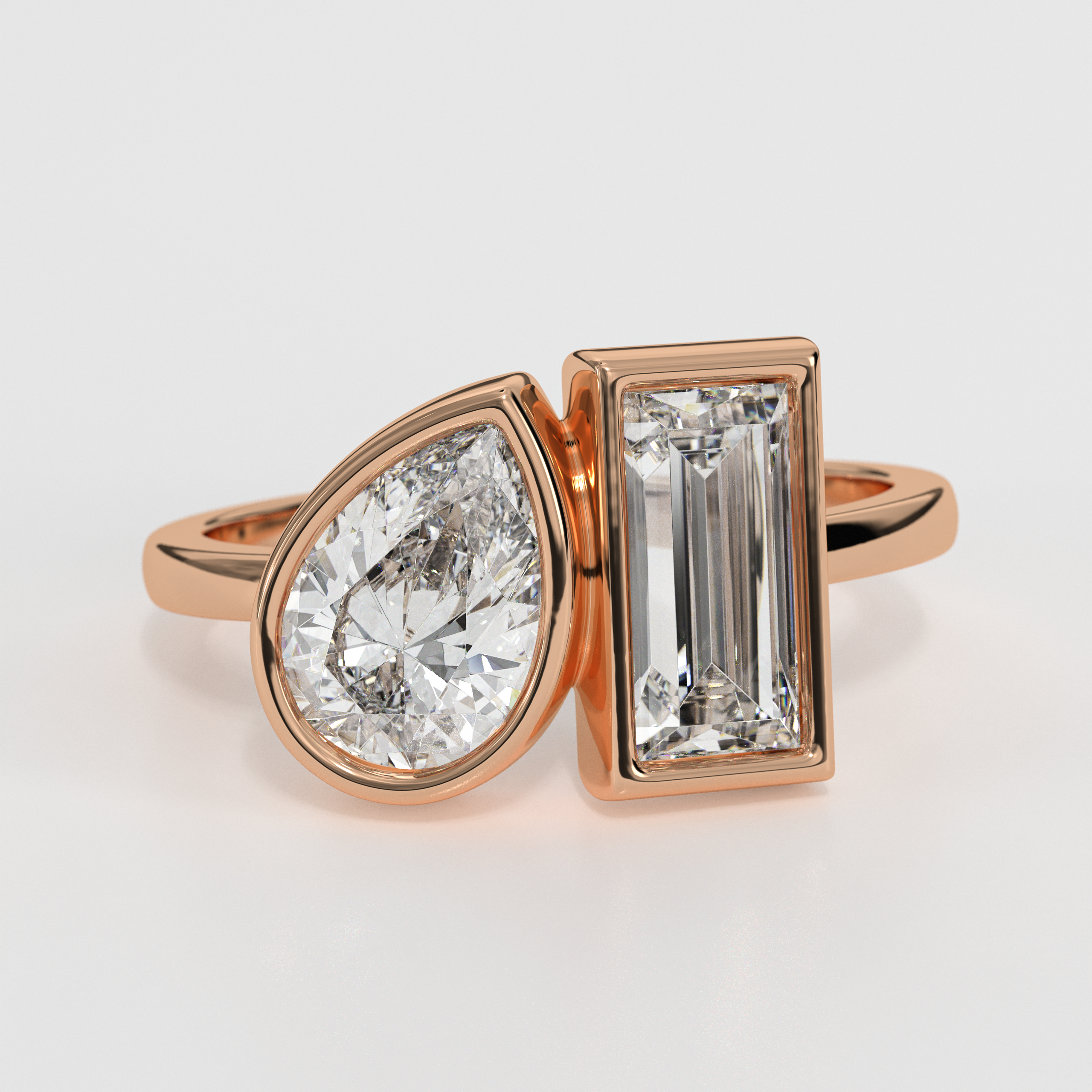 14K Gold Toi et Moi Ring Two Stone Ring