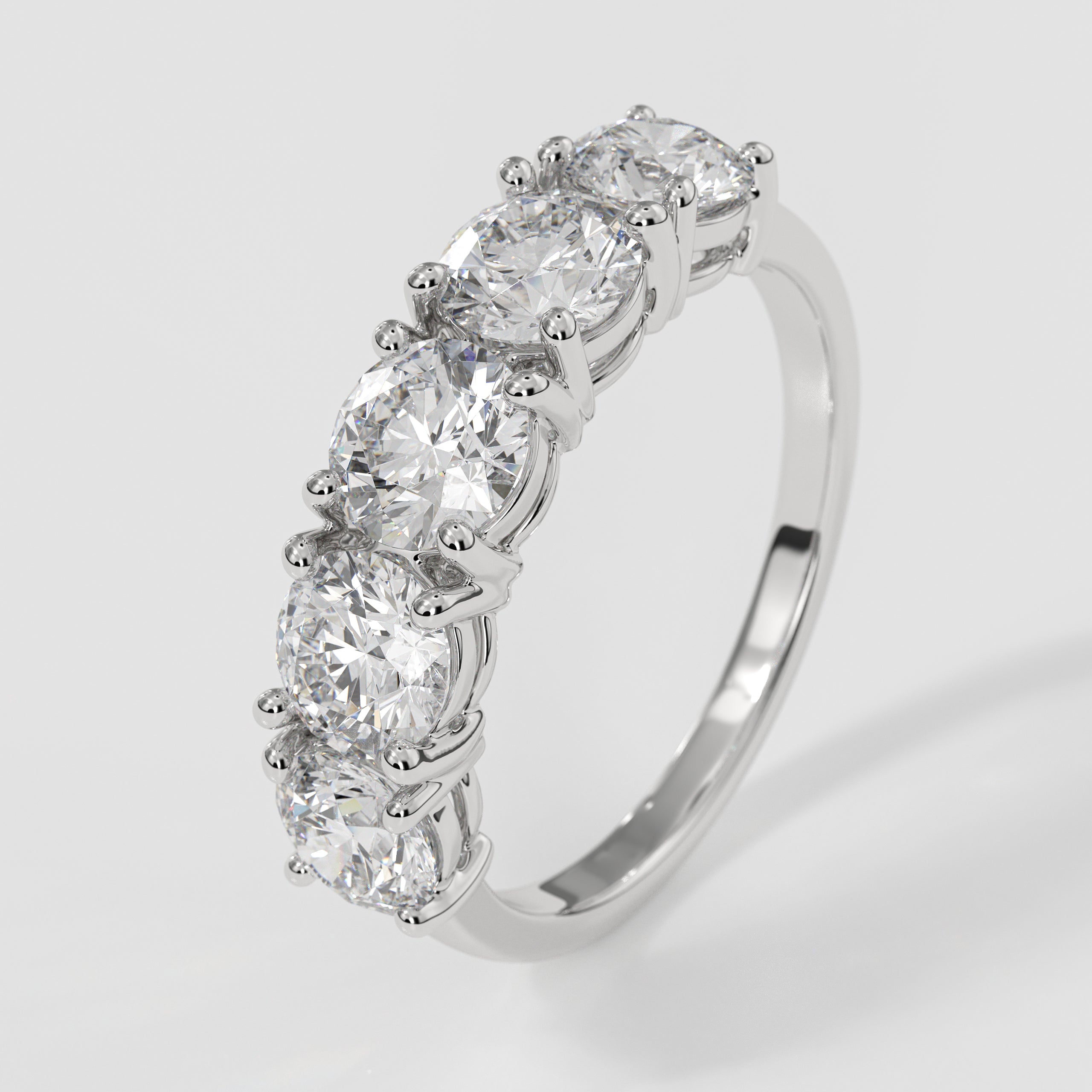14K Gold 2.10 CT 5 Stone Diamond Wedding Band Anniversary Ring