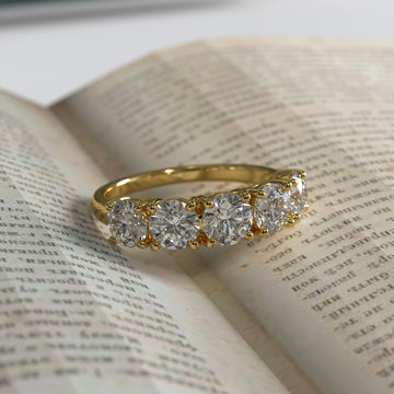 2.10 CT 5 Stone Diamond Wedding Band Anniversary Ring