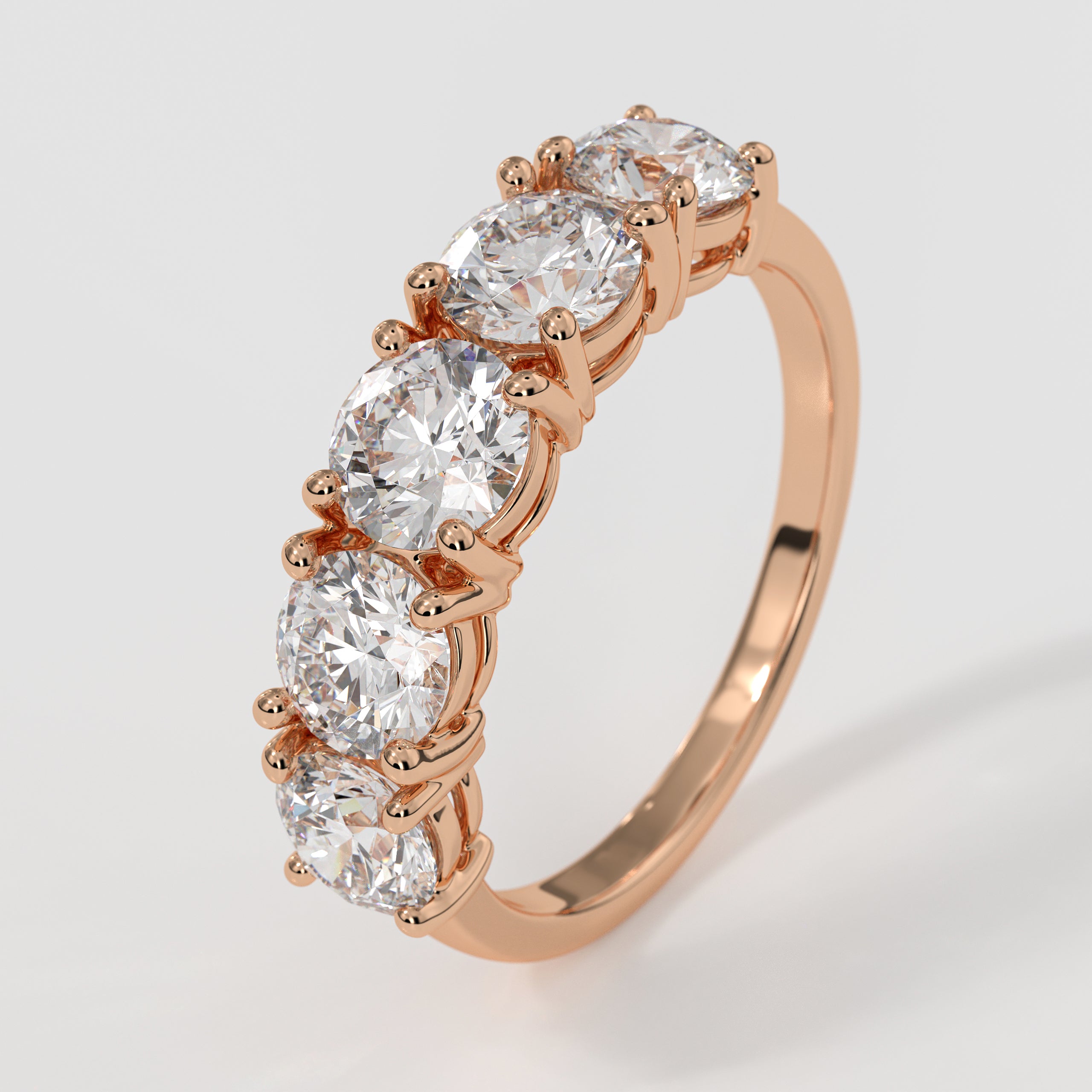 14K Gold 2.10 CT 5 Stone Diamond Wedding Band Anniversary Ring