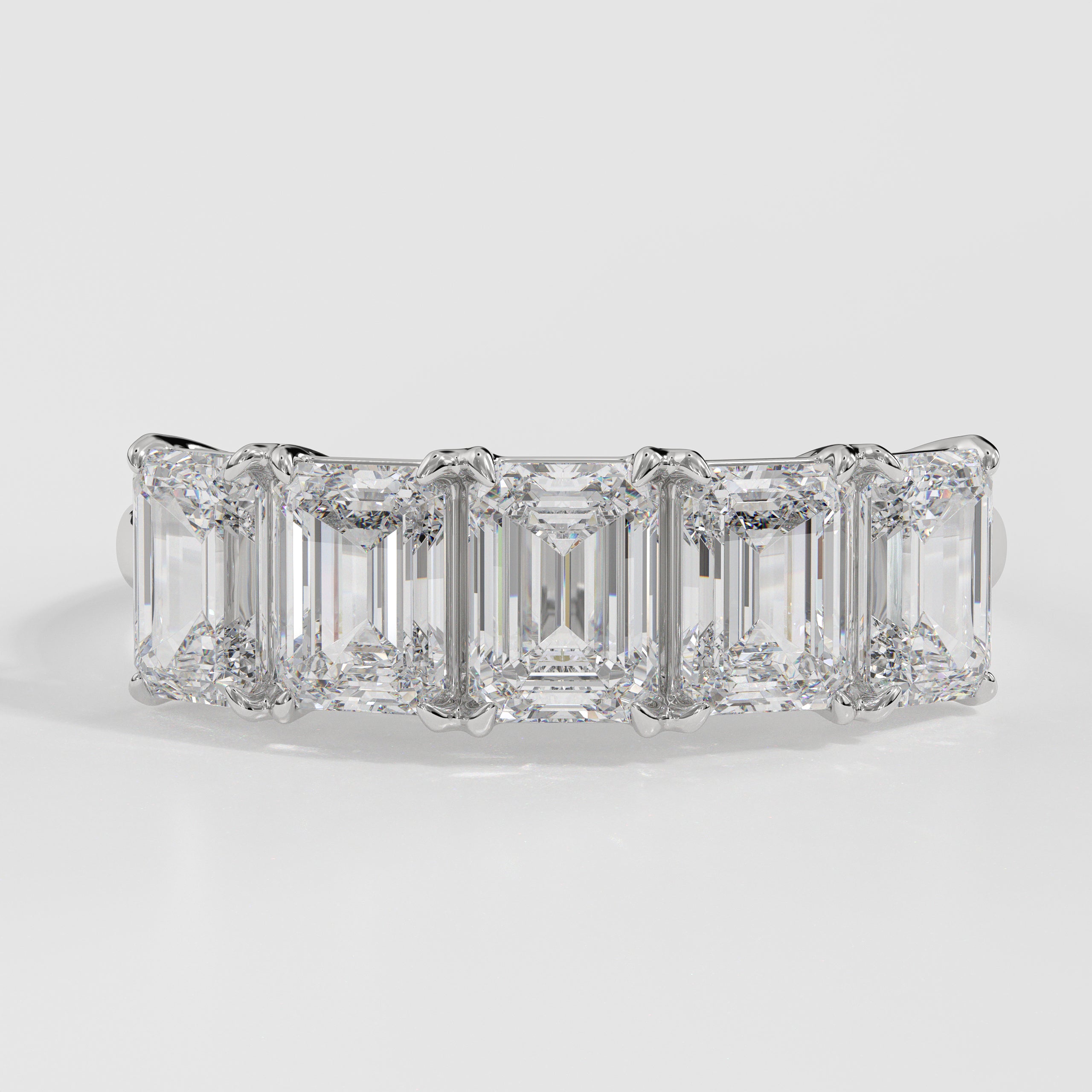 14k Gold Five Emerald Cut Wedding Ring