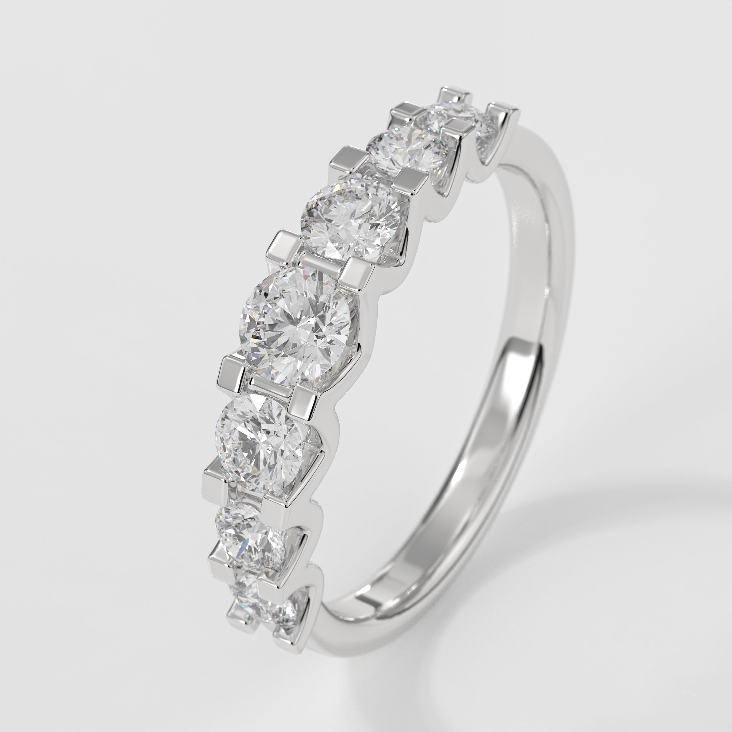 14K Yellow Gold Wedding Band Women's Half Eternity Band