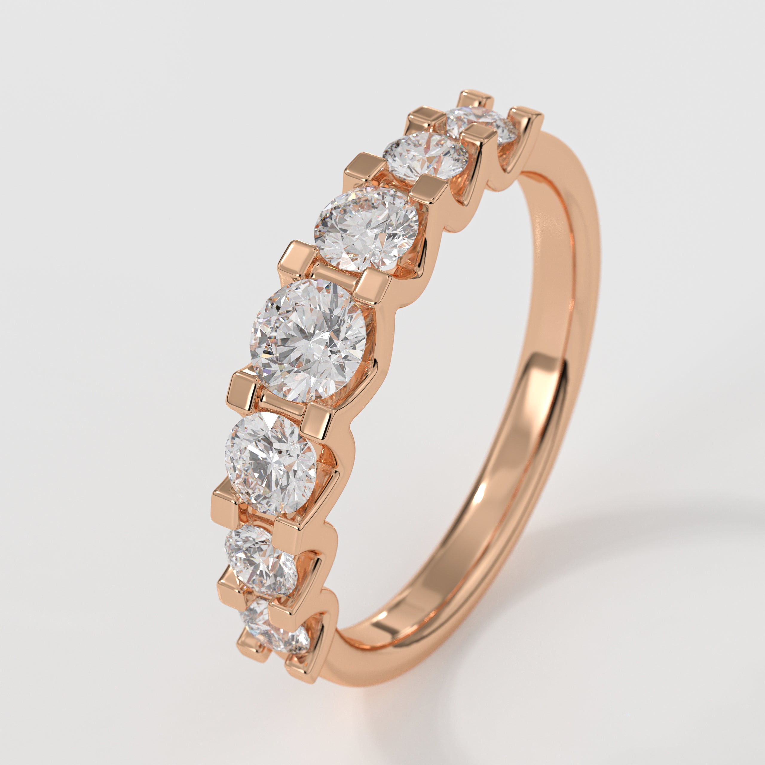 14K Yellow Gold Wedding Band Women's Half Eternity Band