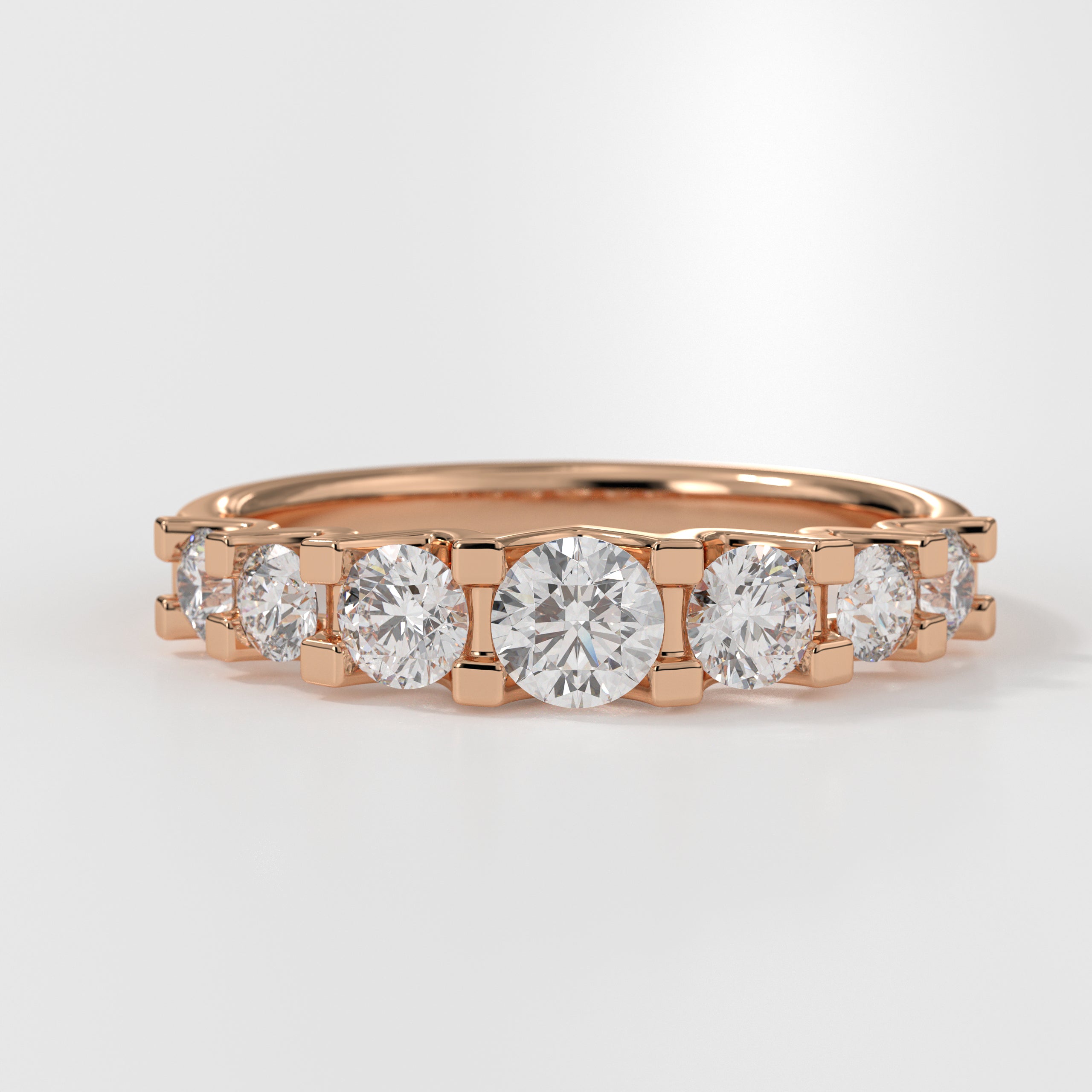 14K Yellow Gold Wedding Band Women's Half Eternity Band