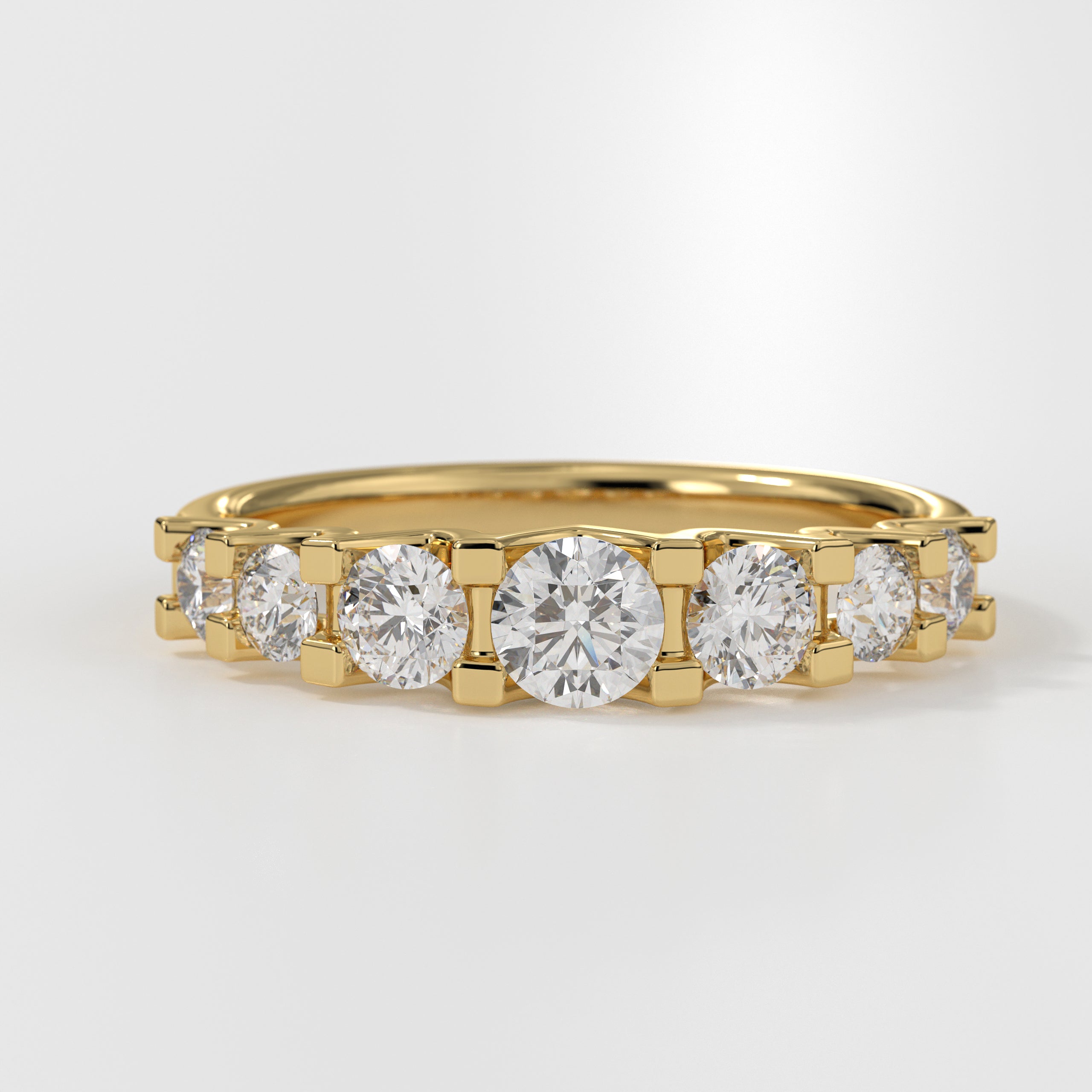 14K Yellow Gold Wedding Band Women's Half Eternity Band